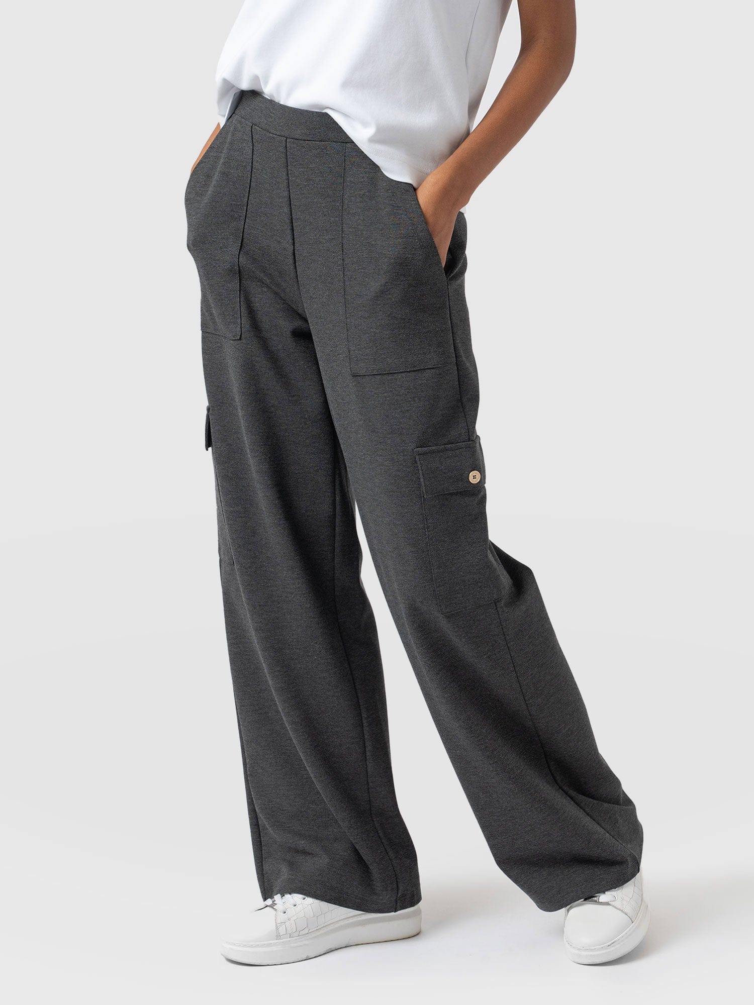 Cargo Chelsea Wide Leg Pant Charcoal  - Women's Trousers | Saint + Sofia® UK
