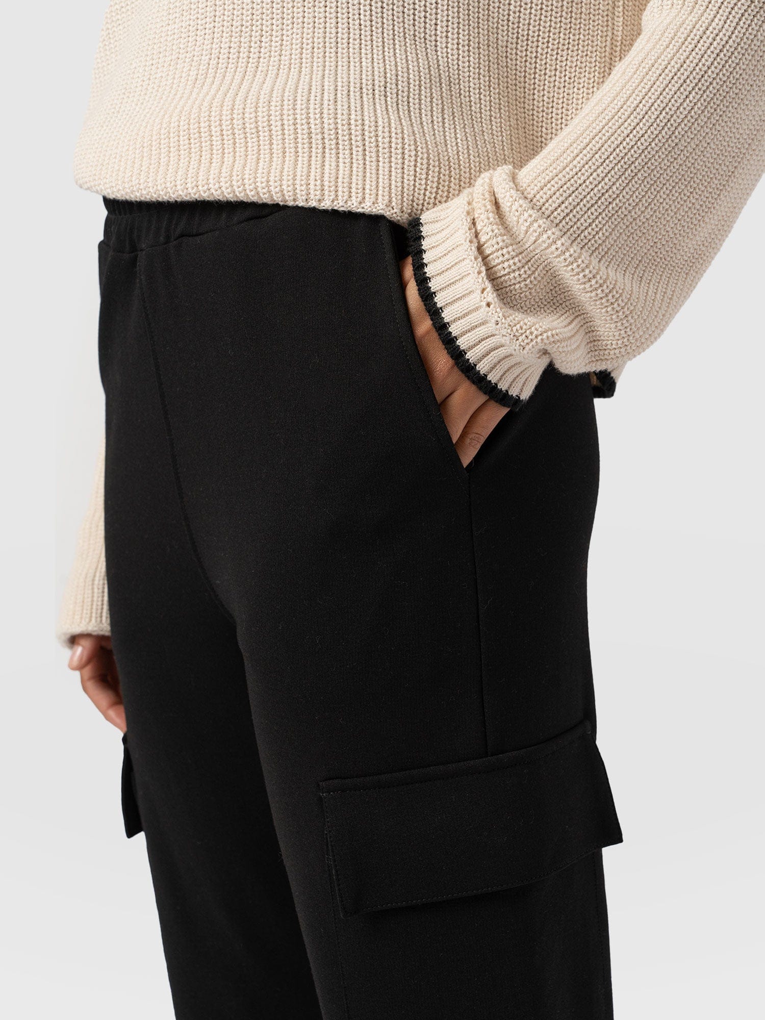 Cargo Tapered Pant - Black - Women's Trousers | Saint + Sofia® UK