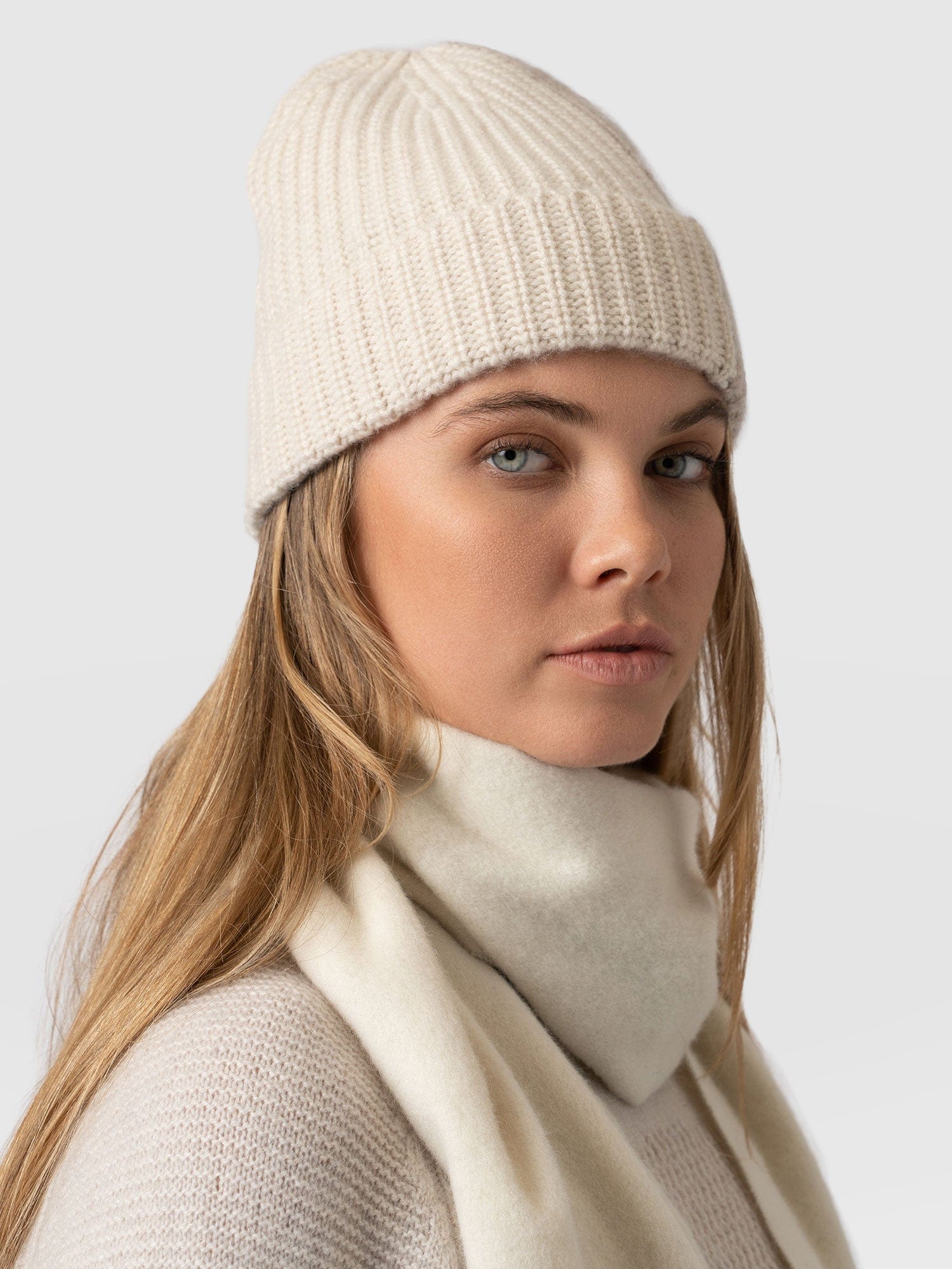 Cashmere Beanie - Cream/Beige