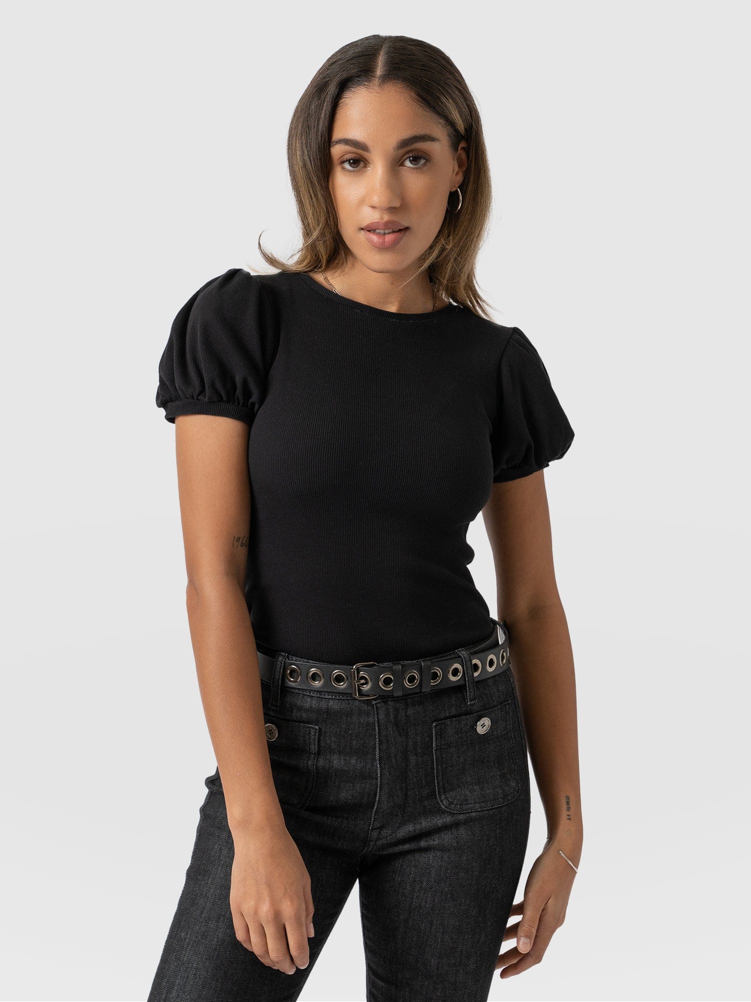 Cavendish Tee Puff Sleeve Black - Women's T-Shirts | Saint + Sofia® UK ...