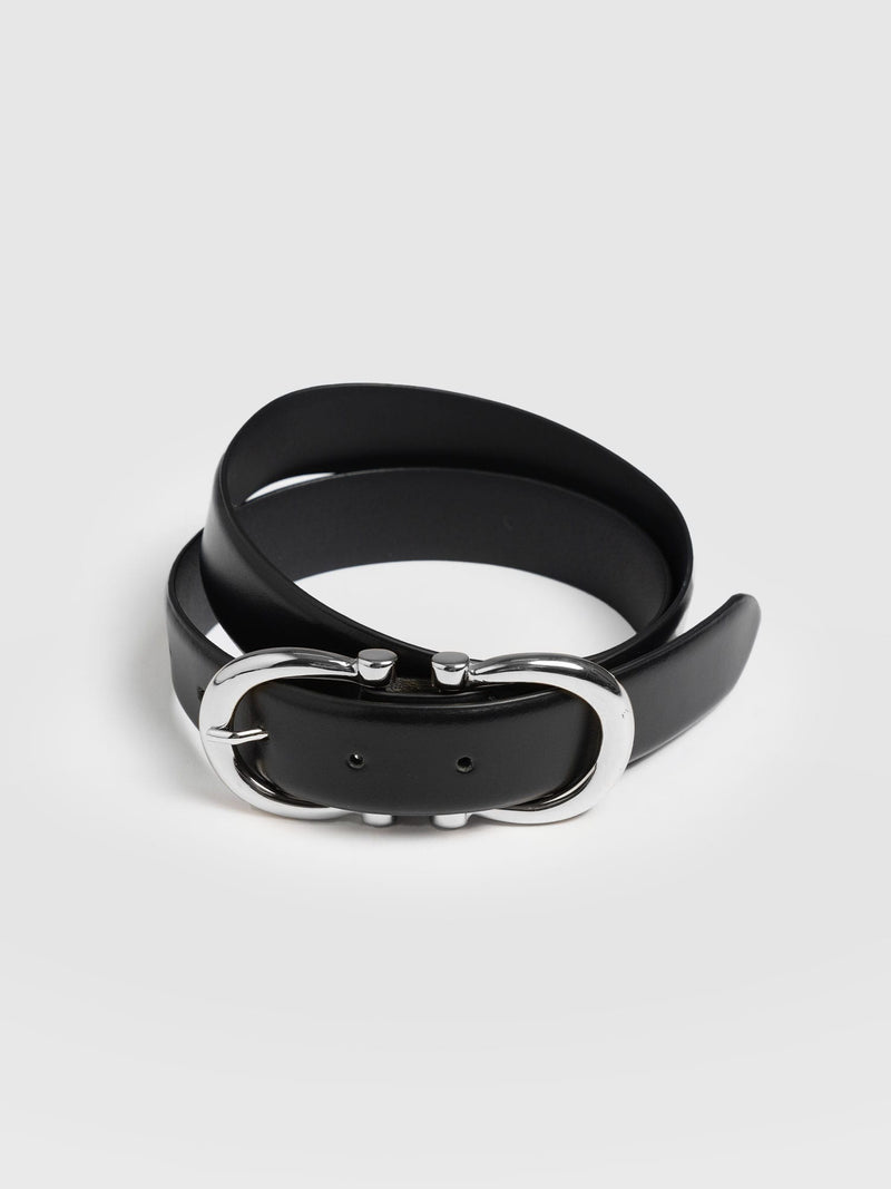 Chelsea Belt - Black/Silver - Women's Accessories | Saint + Sofia® UK