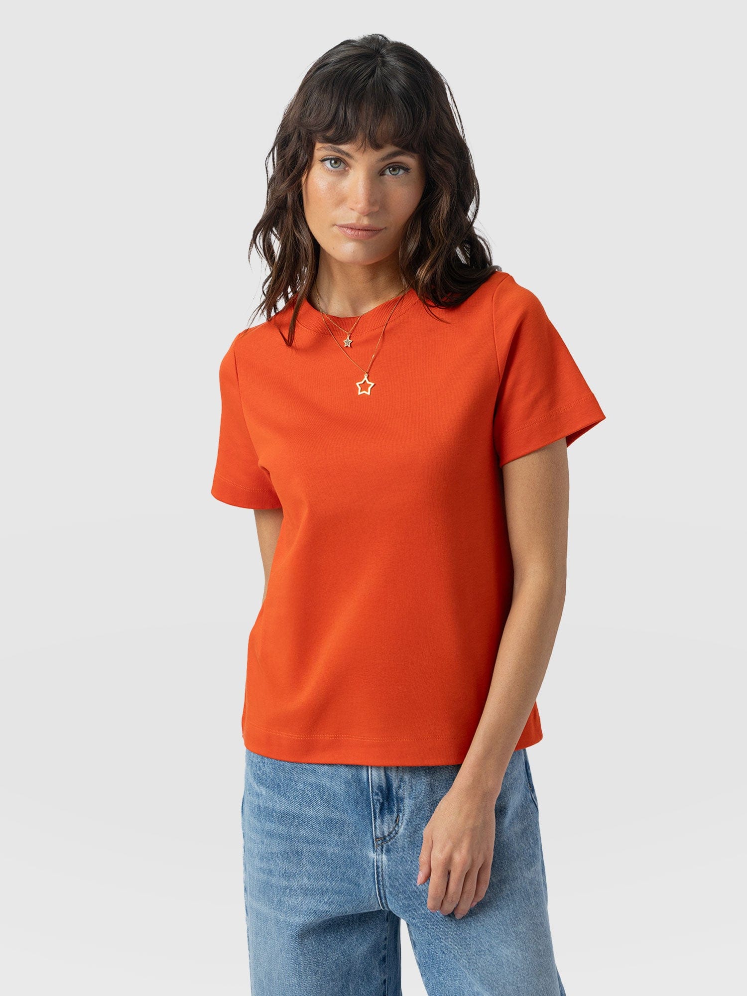 Chelsea Crew Neck Tee - Burnt Orange - Women's T-shirts | Saint and Sofia® UK