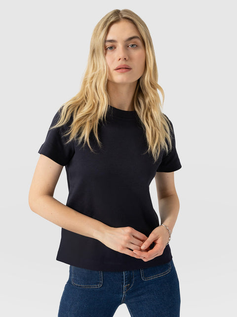 Chelsea Crew Neck Tee - Navy - Women's T-shirts | Saint and Sofia® UK