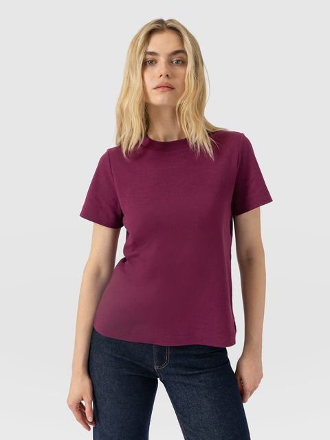 Chelsea Crew Neck Tee - Plum - Women's T-shirts | Saint and Sofia® UK