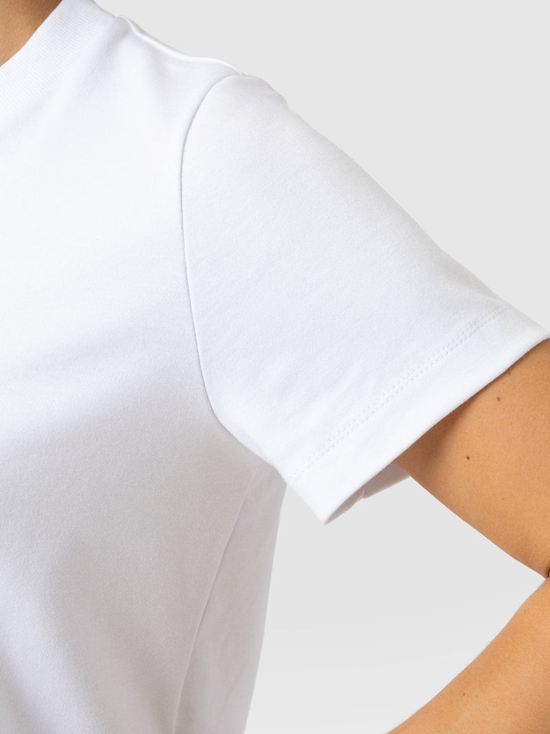 Chelsea Crew Neck Tee - White - Pink Lightning Bolt