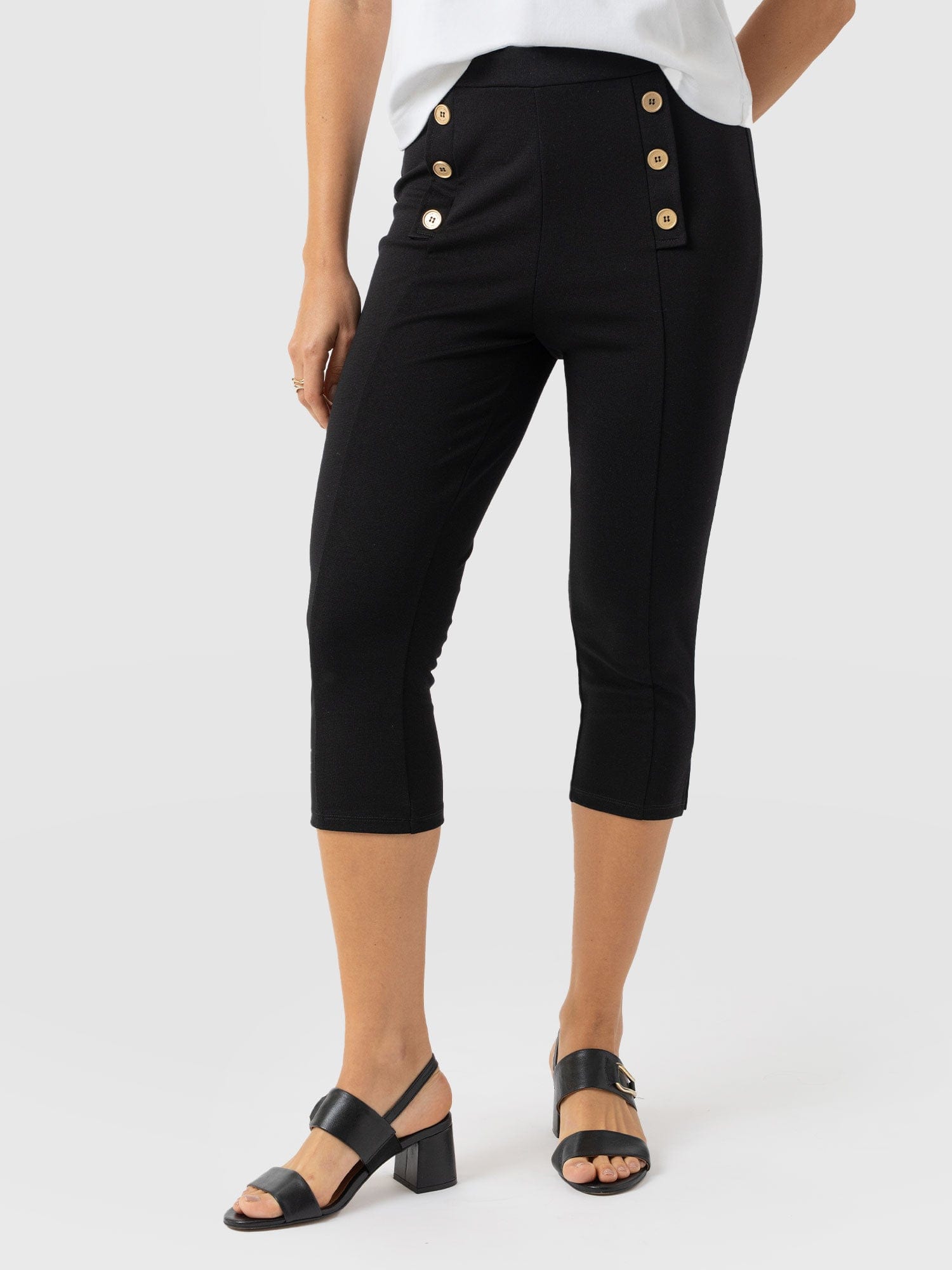 Chelsea Capri Legging - Black - Women's Trousers | Saint and Sofia® UK