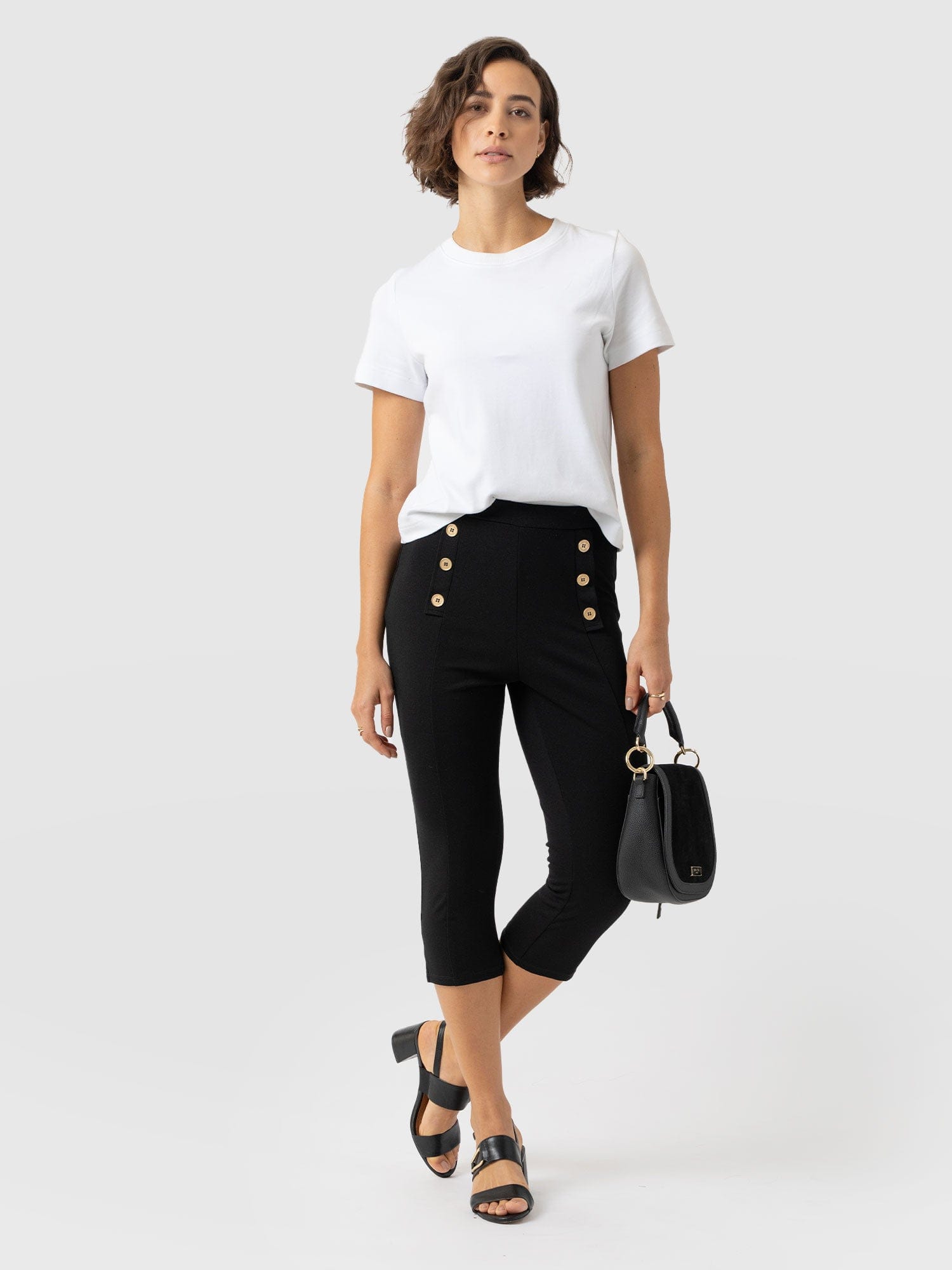 Chelsea Capri Legging - Black - Women's Trousers | Saint and Sofia® UK