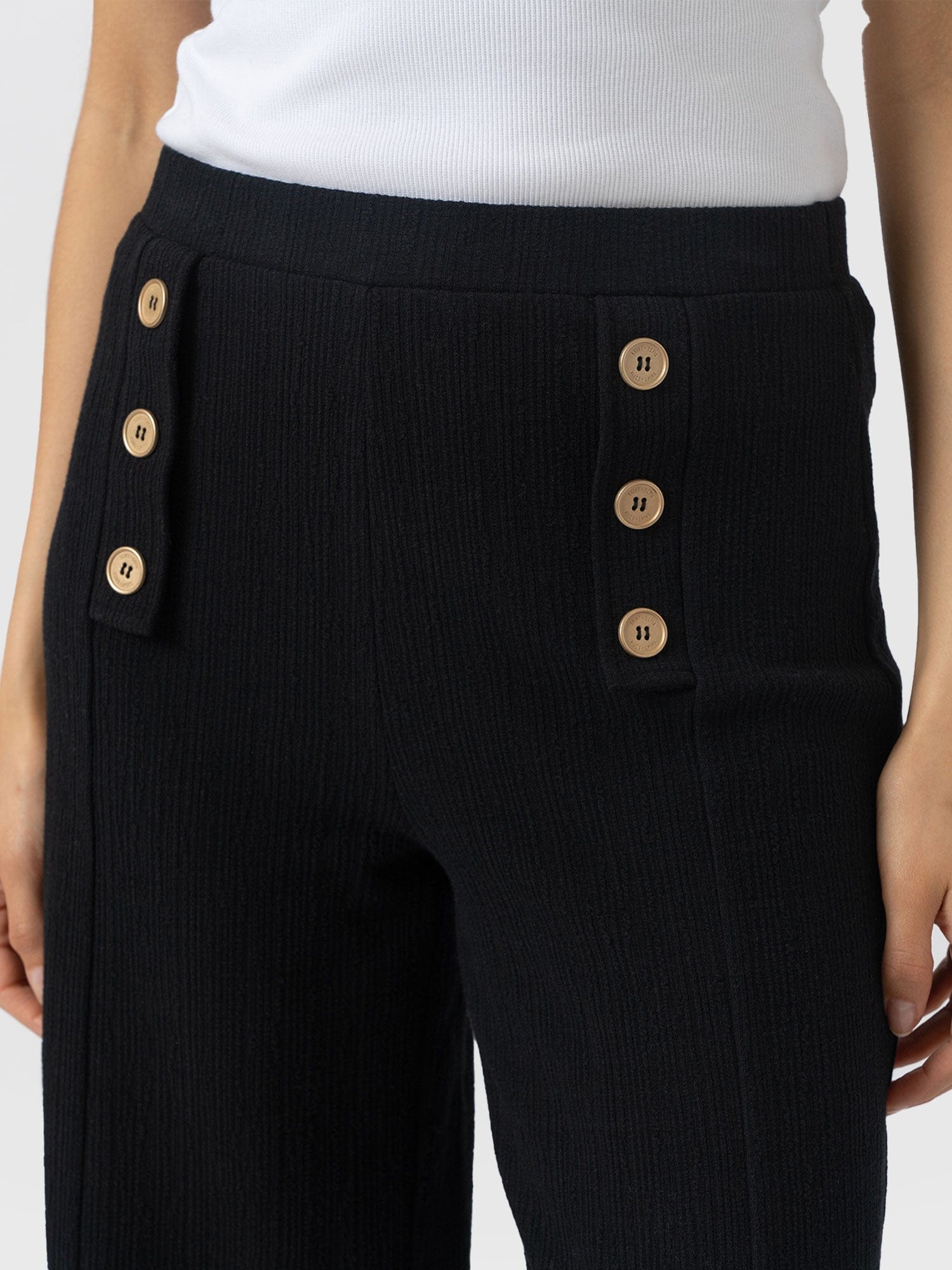Chelsea Pant - Black Textured - Women's Trousers | Saint + Sofia® UK