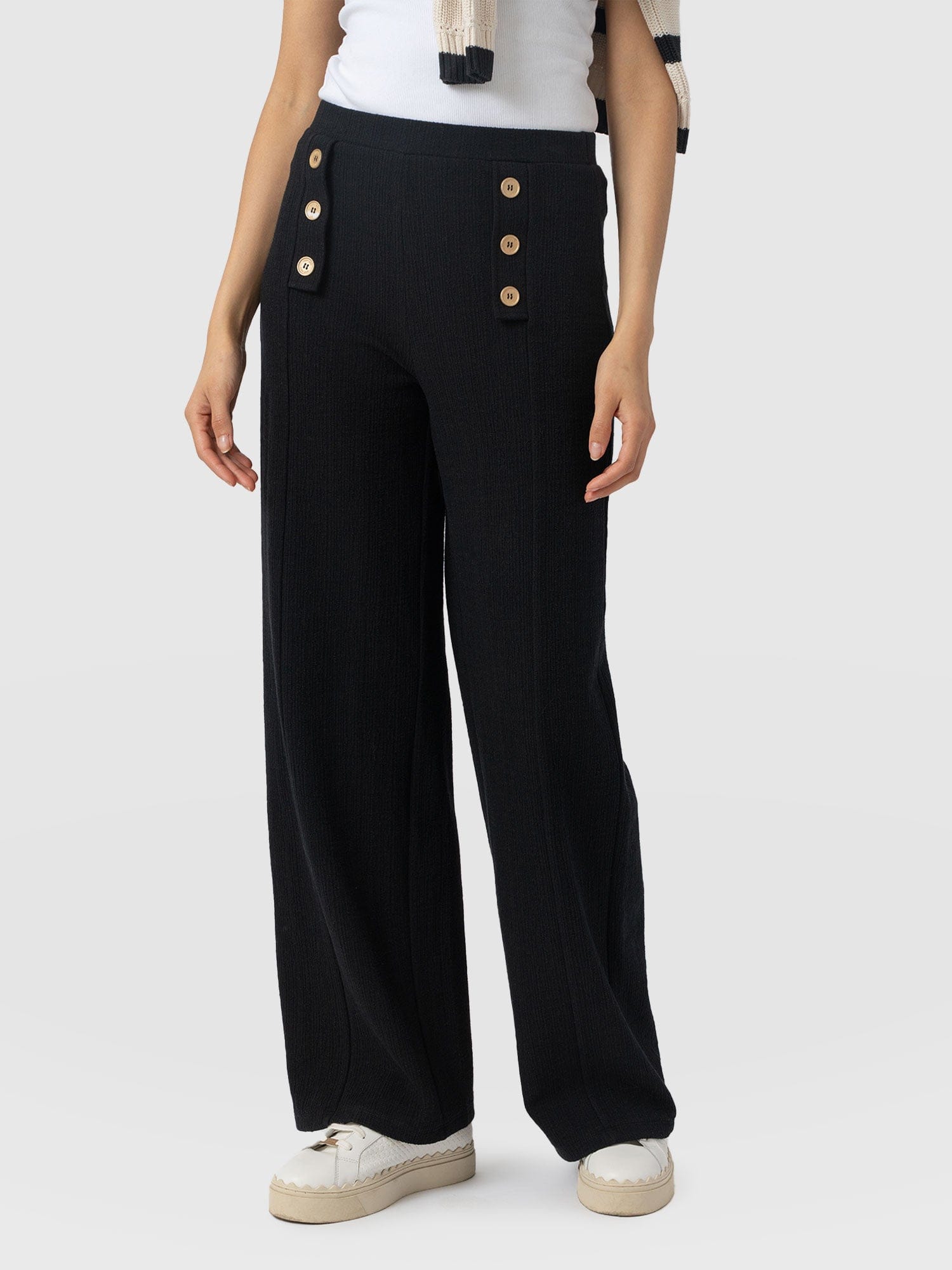 Chelsea Pant - Black Textured - Women's Trousers | Saint + Sofia® UK