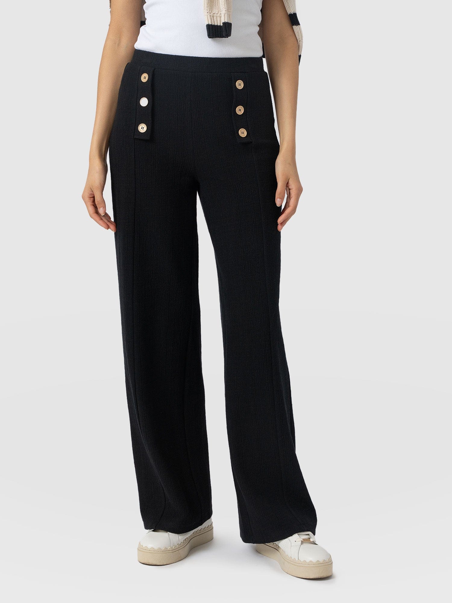 Chelsea Pant - Black Textured - Women's Trousers | Saint + Sofia® UK