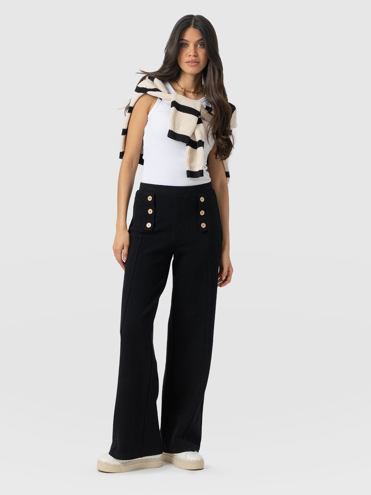 Chelsea Pant - Black Textured - Women's Trousers | Saint + Sofia® UK