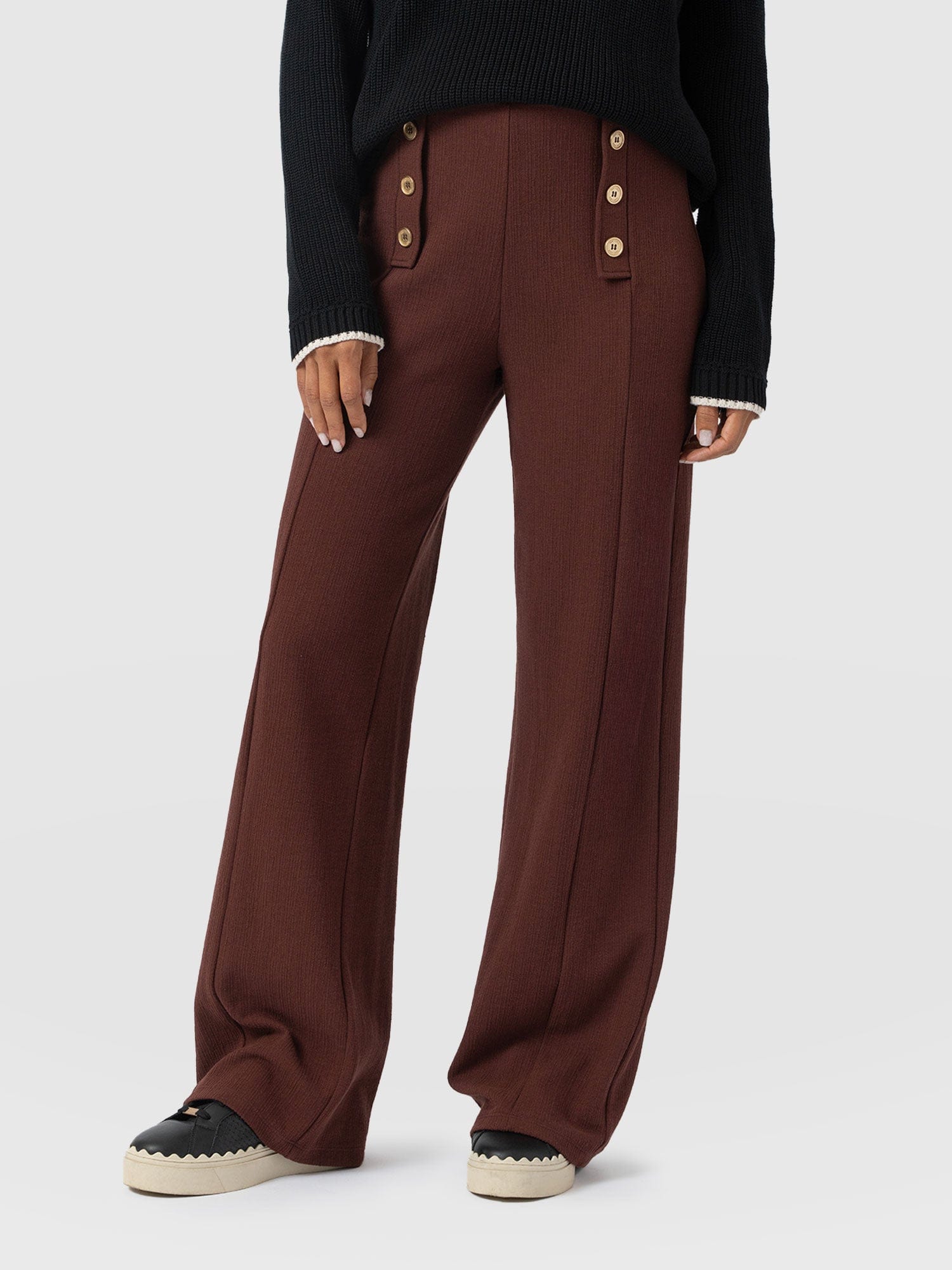 Chelsea Pant - Maroon Textured - Women's Trousers | Saint + Sofia® UK