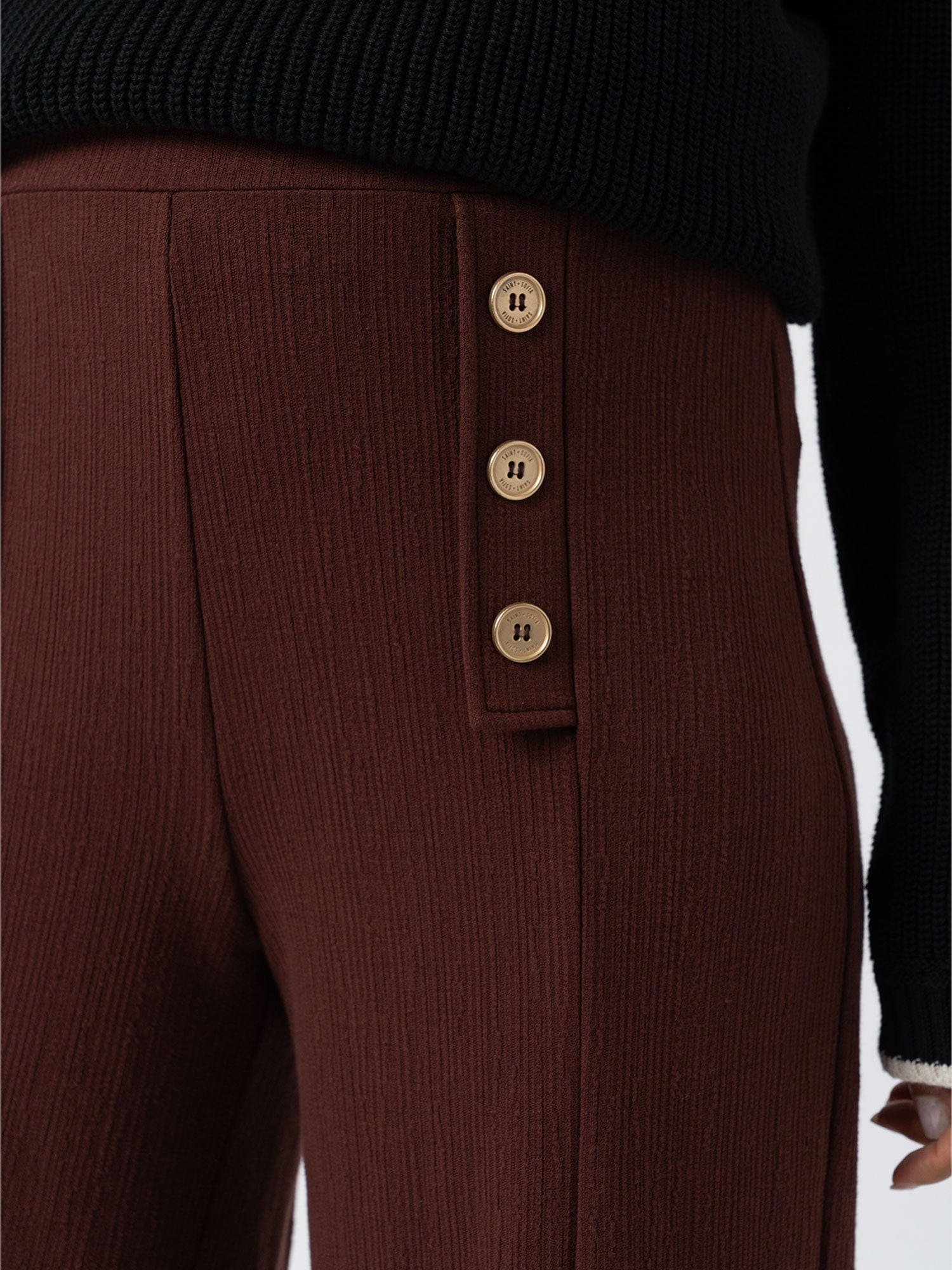 Chelsea Pant - Maroon Textured - Women's Trousers | Saint + Sofia® UK
