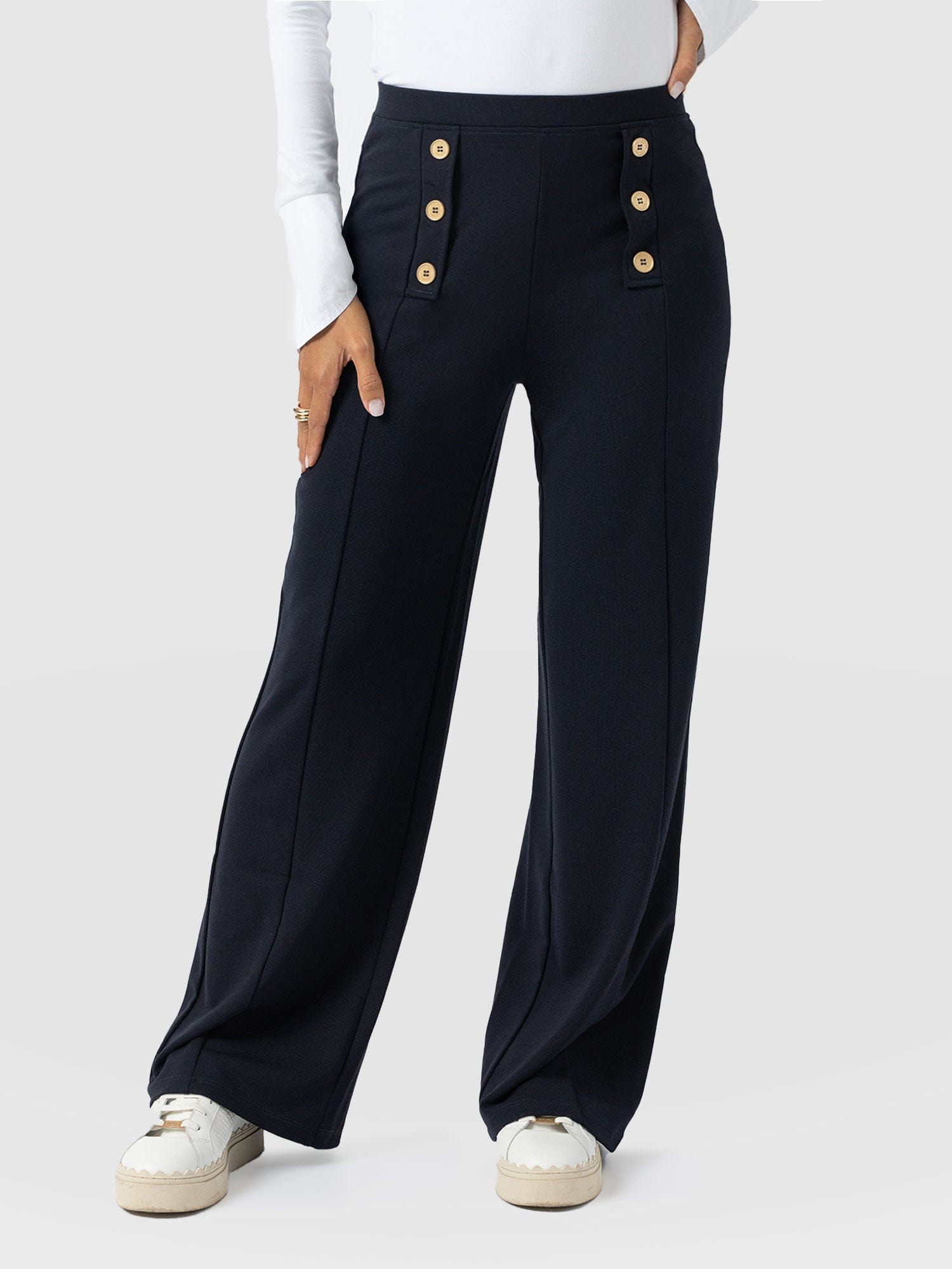 Chelsea Pant Navy Jersey - Women's Trousers | Saint + Sofia® UK