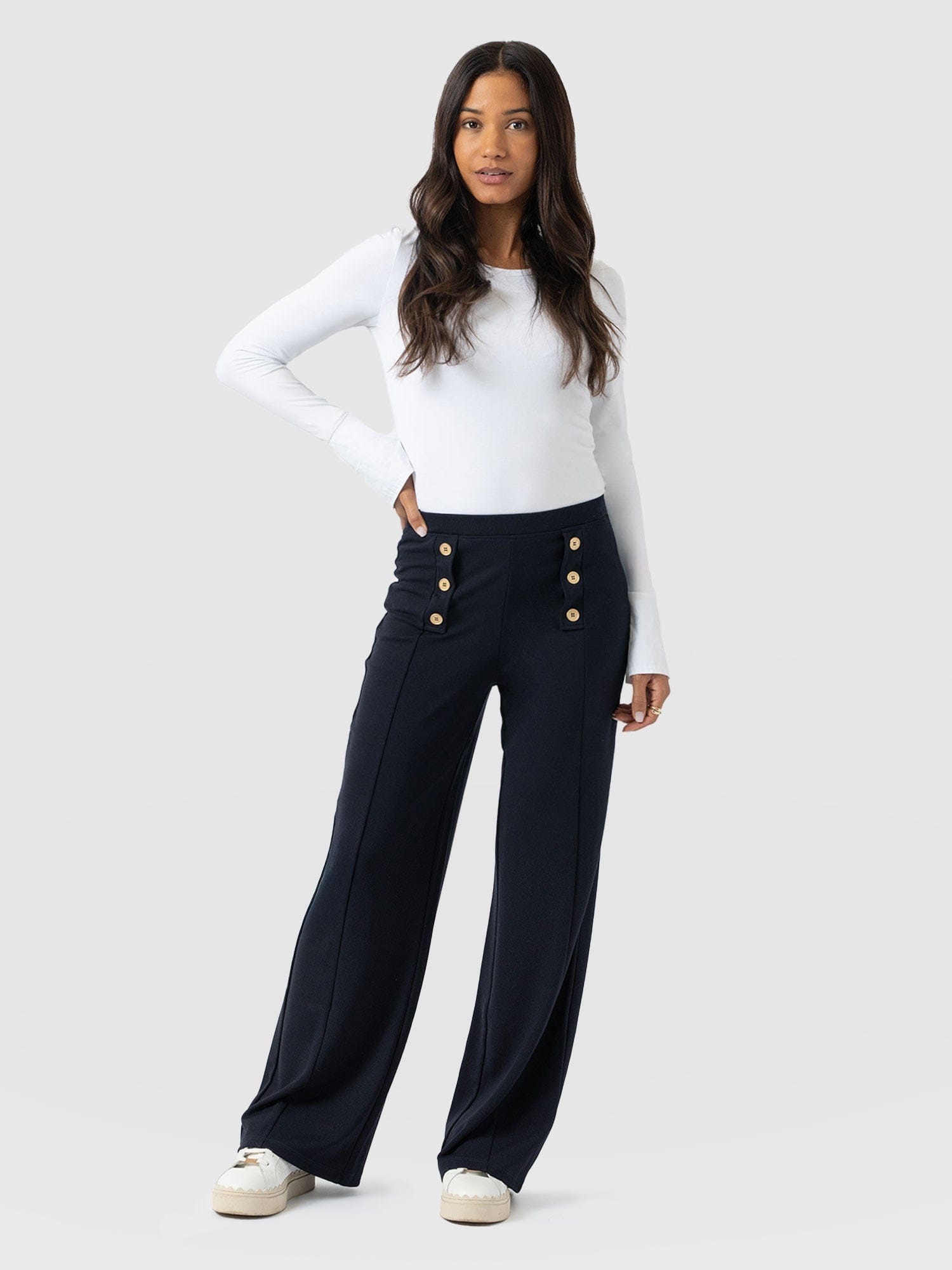 Chelsea Pant Navy Jersey - Women's Trousers | Saint + Sofia® UK