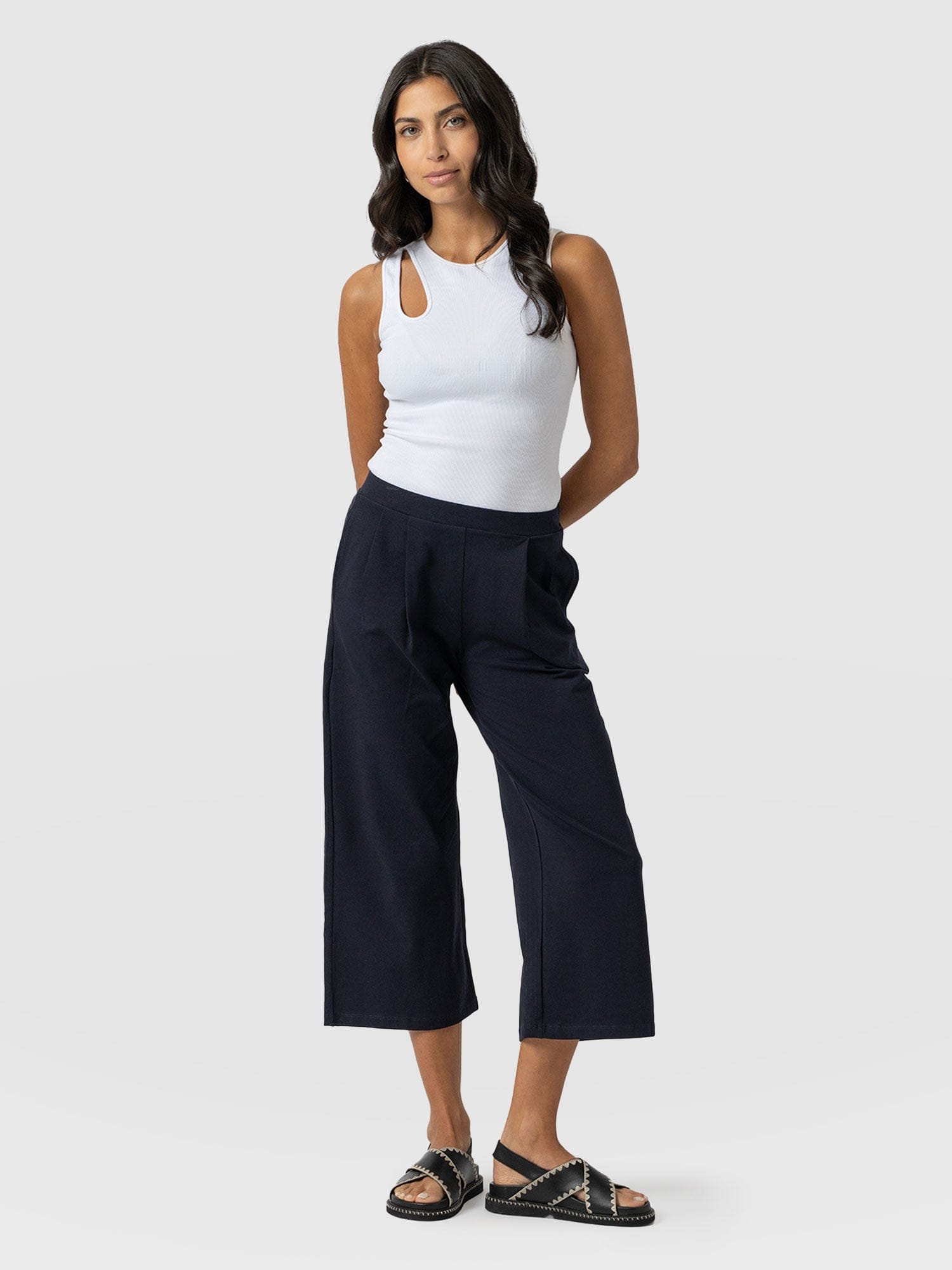 City Culotte Navy - Women's Culottes | Saint + Sofia® UK