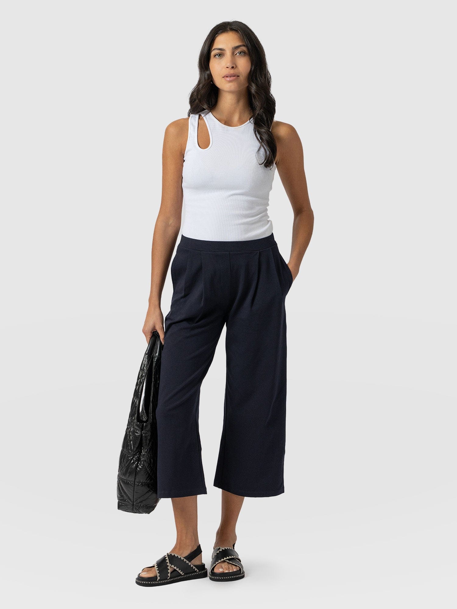 City Culotte Navy - Women's Culottes | Saint + Sofia® UK