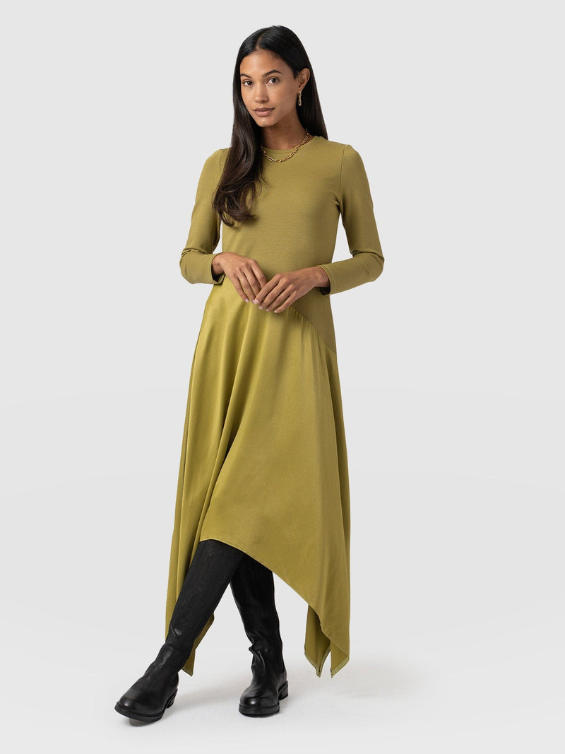 Cleo Asymmetric Dress - Olive