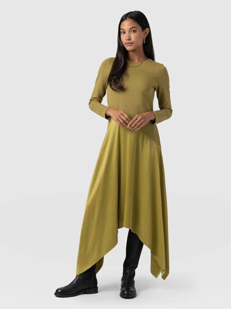 Cleo Asymmetric Dress - Olive