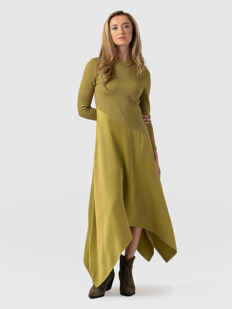 Cleo Asymmetric Dress - Olive