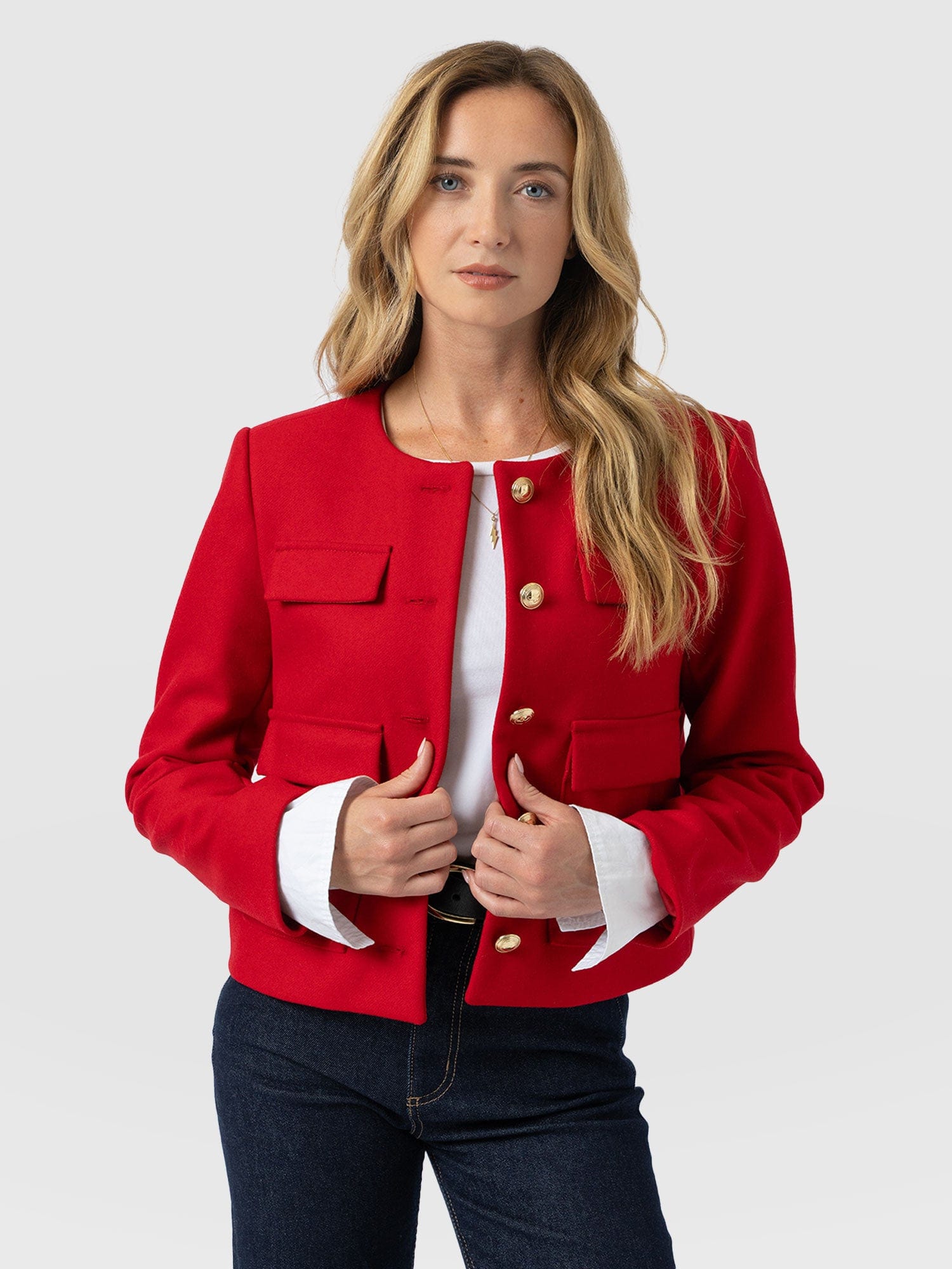 Colette Jacket - Red - Women's Jackets | Saint and Sofia® UK