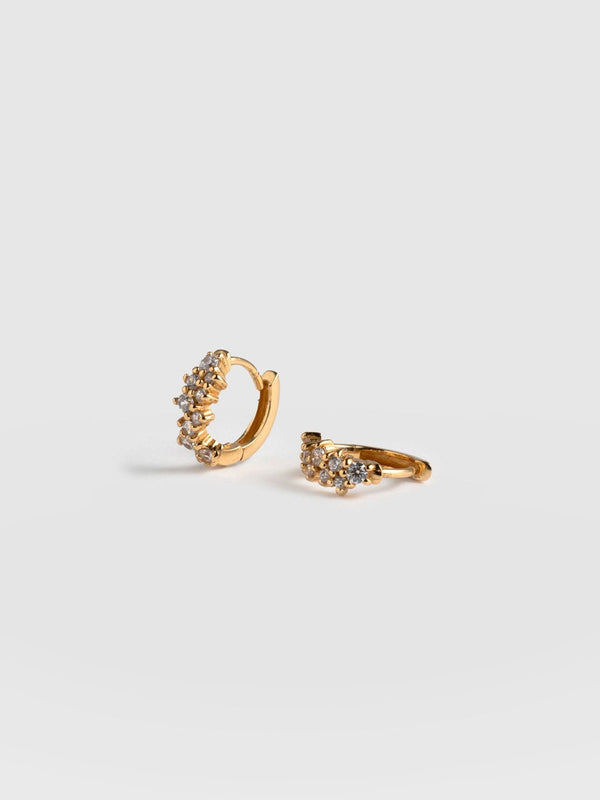 Constellation Cluster Huggie Earrings - Gold