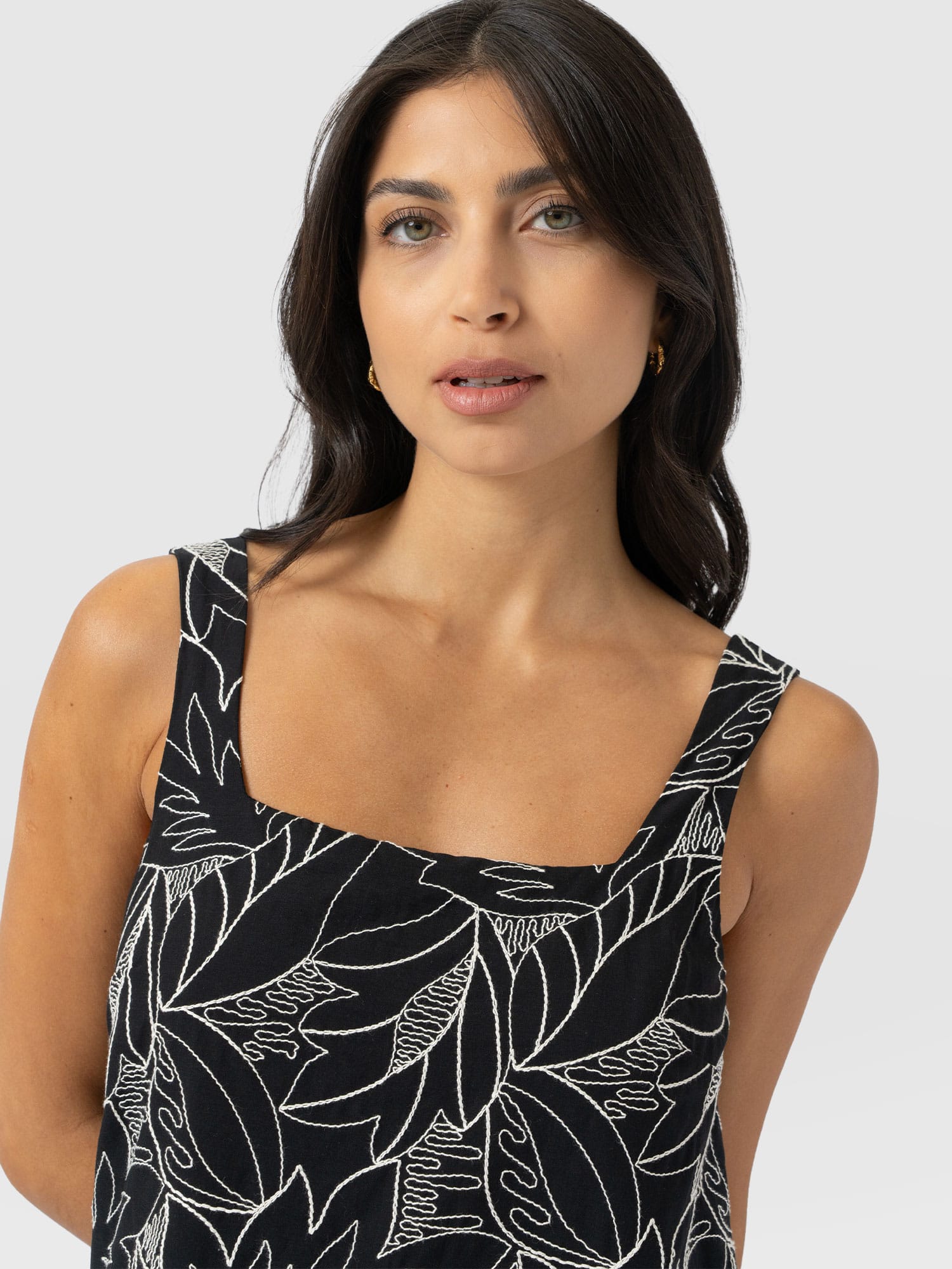 Corinne Cami Dress - Black Embroidered - Women's Dresses | Saint + Sofia® UK