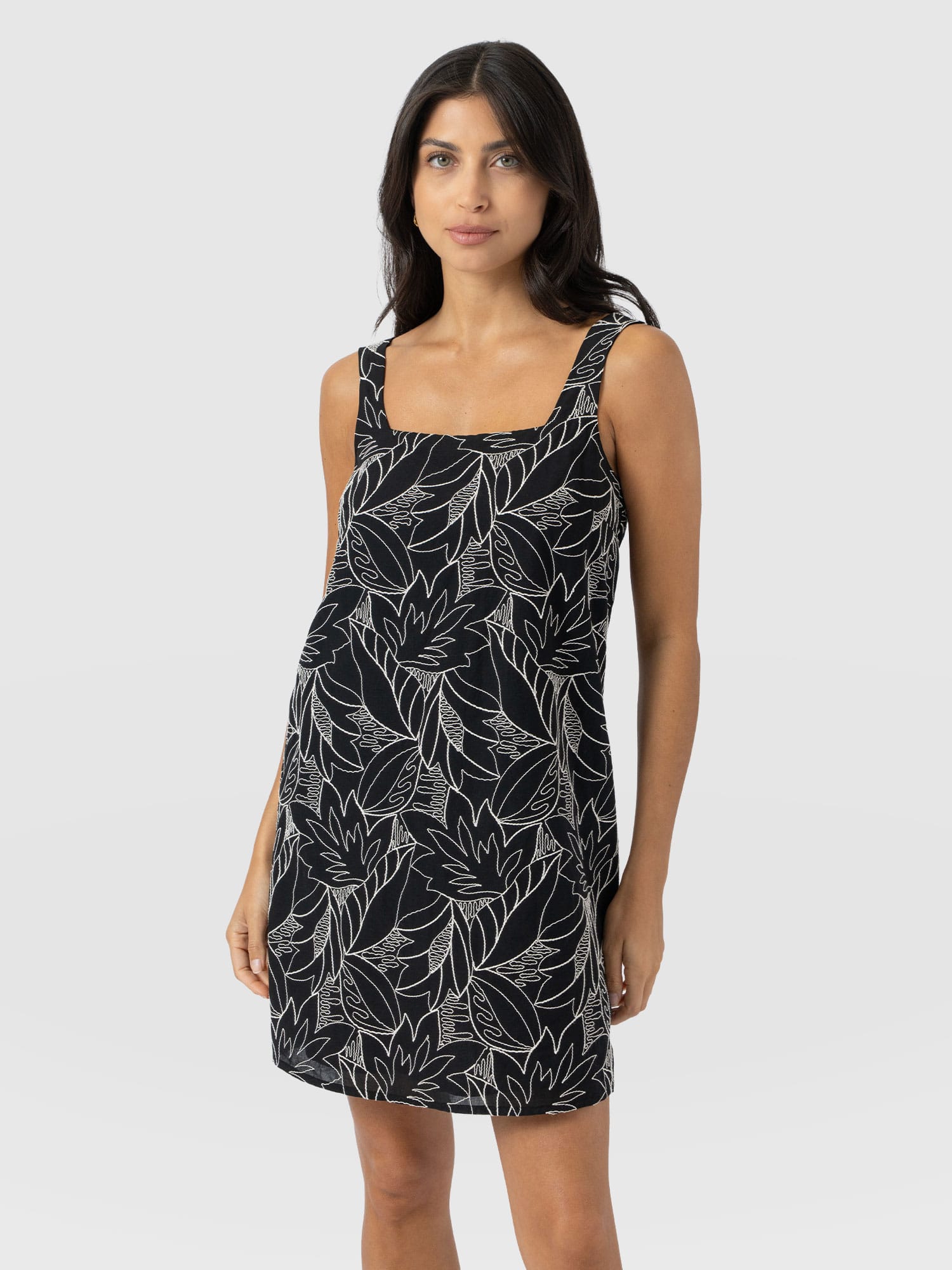 Corinne Cami Dress - Black Embroidered - Women's Dresses | Saint + Sofia® UK