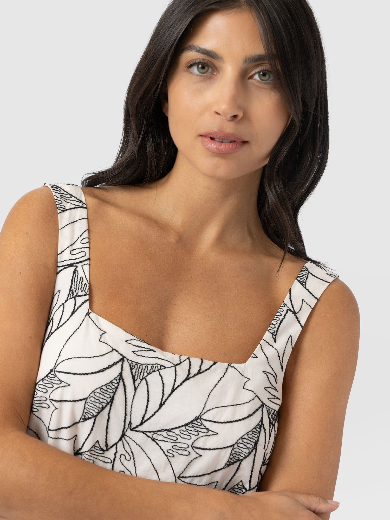 Corinne Cami Dress - Cream Embroidered - Women's Dresses | Saint + Sofia® UK