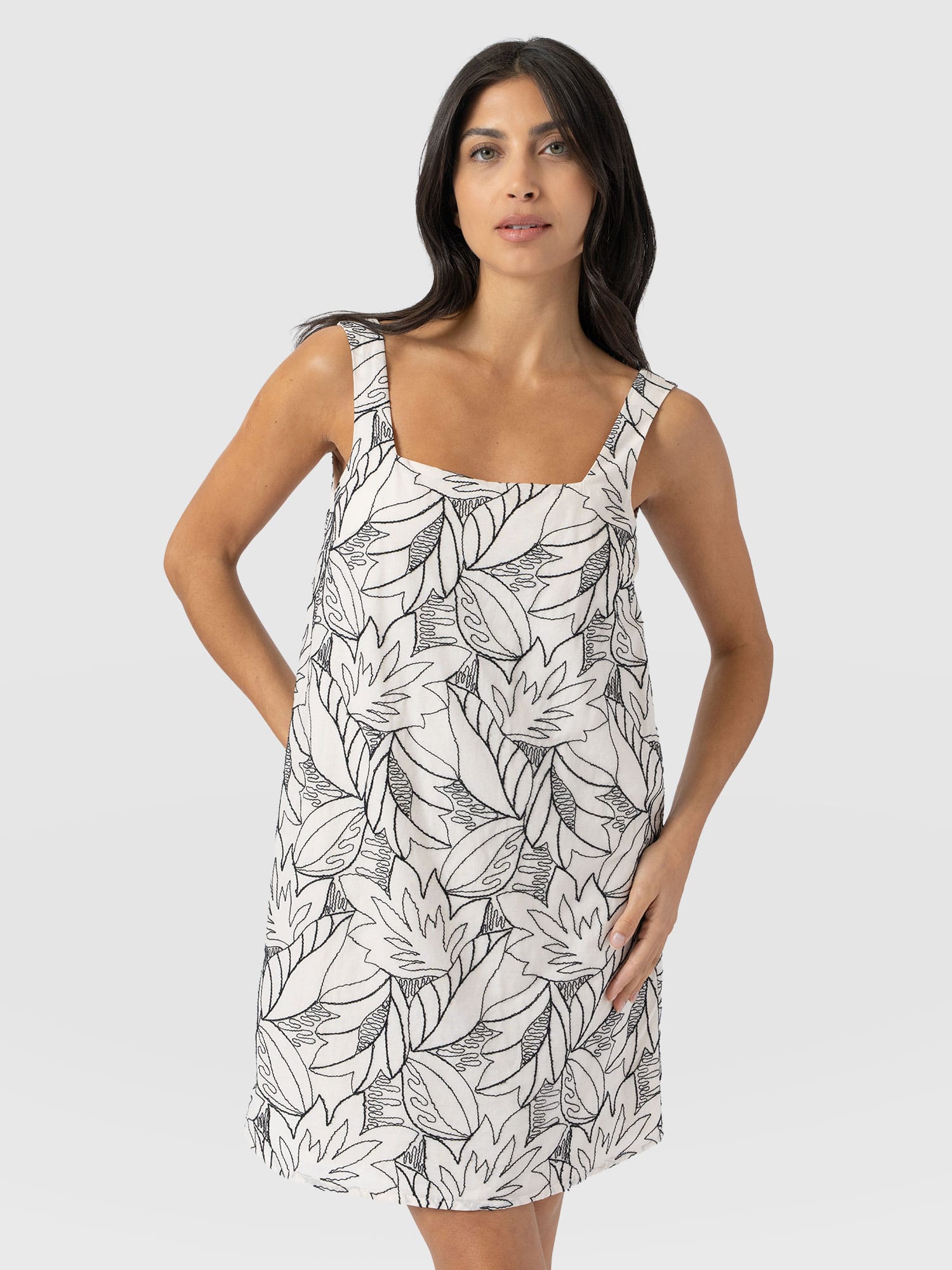 Corinne Cami Dress - Cream Embroidered - Women's Dresses | Saint + Sofia® UK