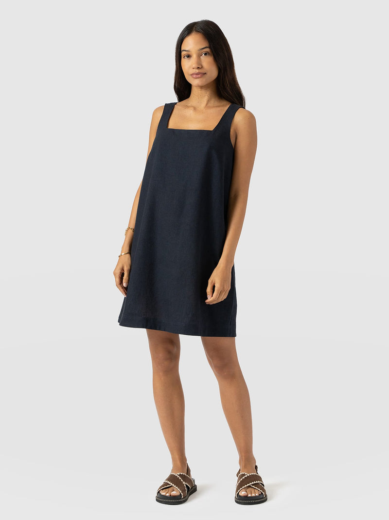 Corinne Linen Cami Dress - Navy - Women's Dresses | Saint + Sofia® UK