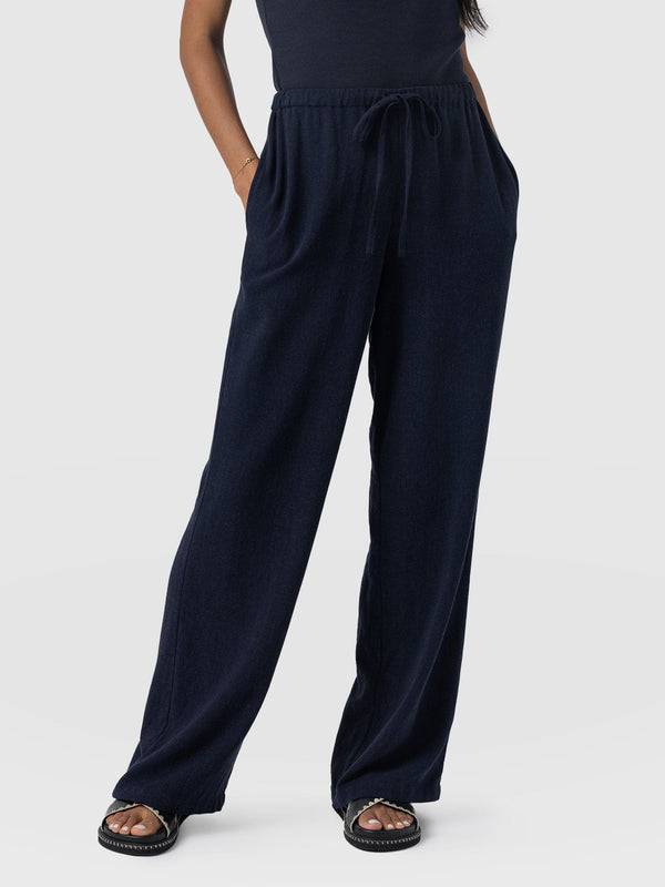 Corinne Linen Pant - Navy