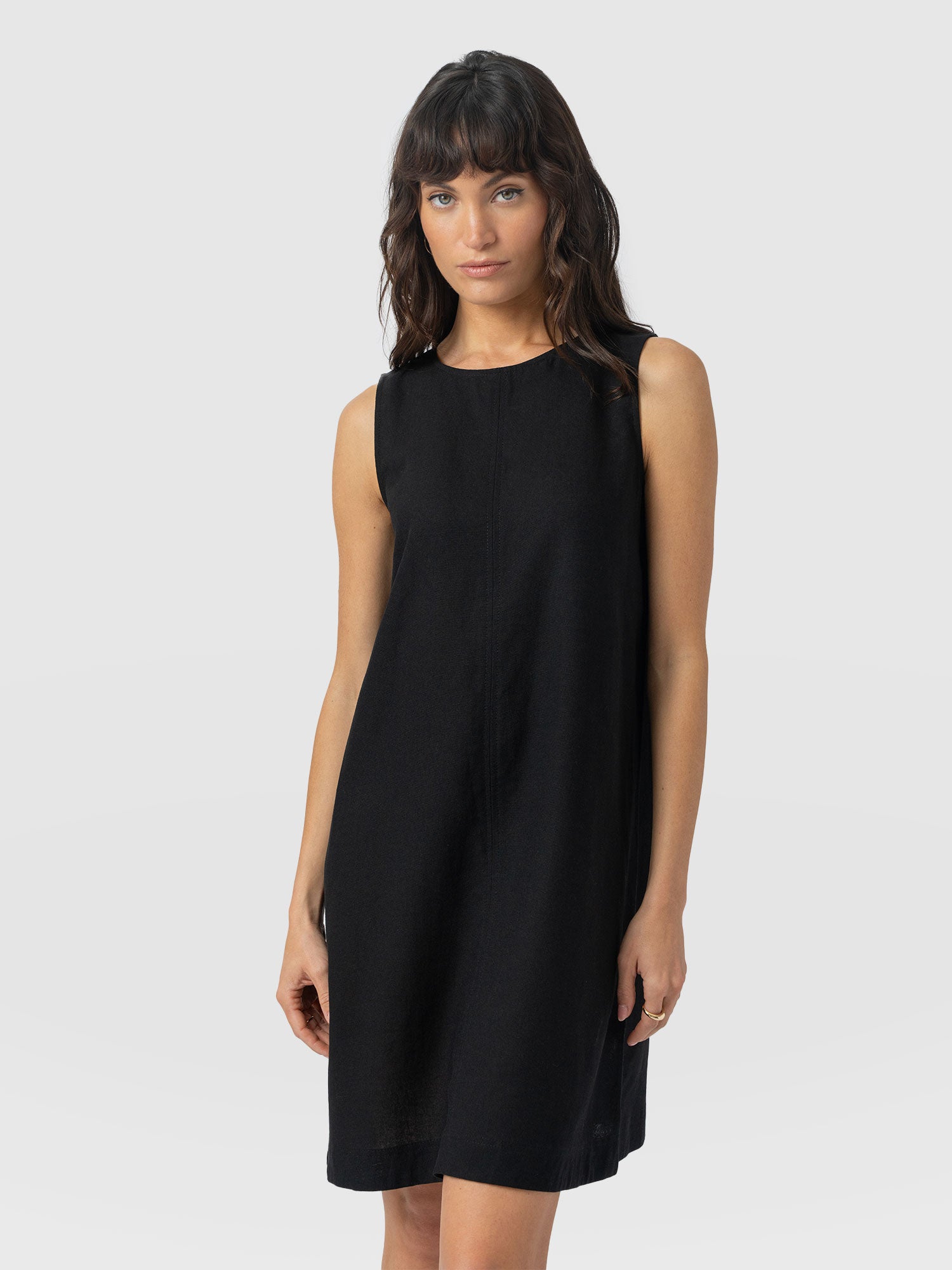 Corinne Linen Shift Dress - Black - Women's Dresses | Saint and Sofia® UK