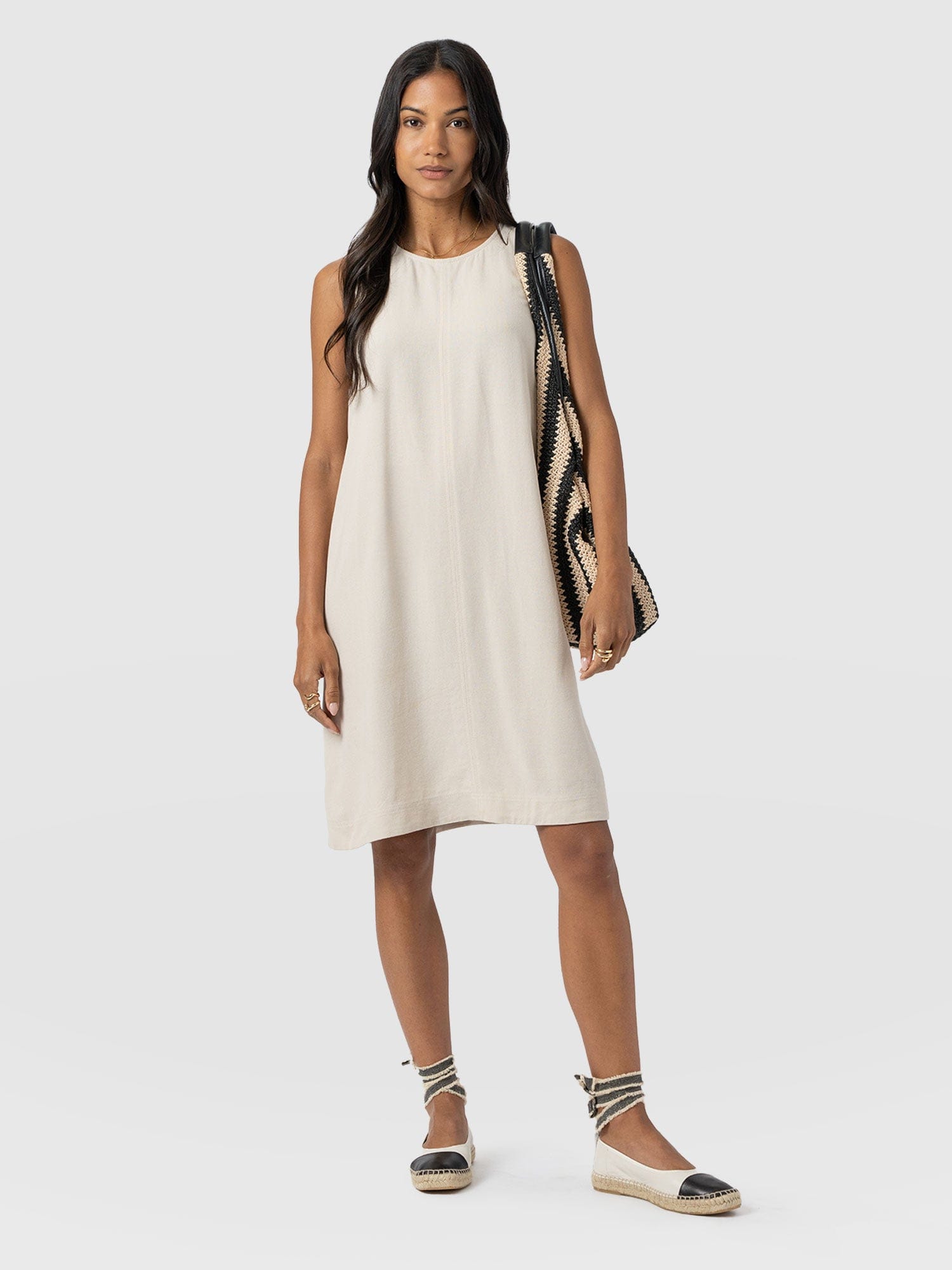 Corinne Linen Shift Dress - Oatmeal - Women's Dresses | Saint + Sofia® UK