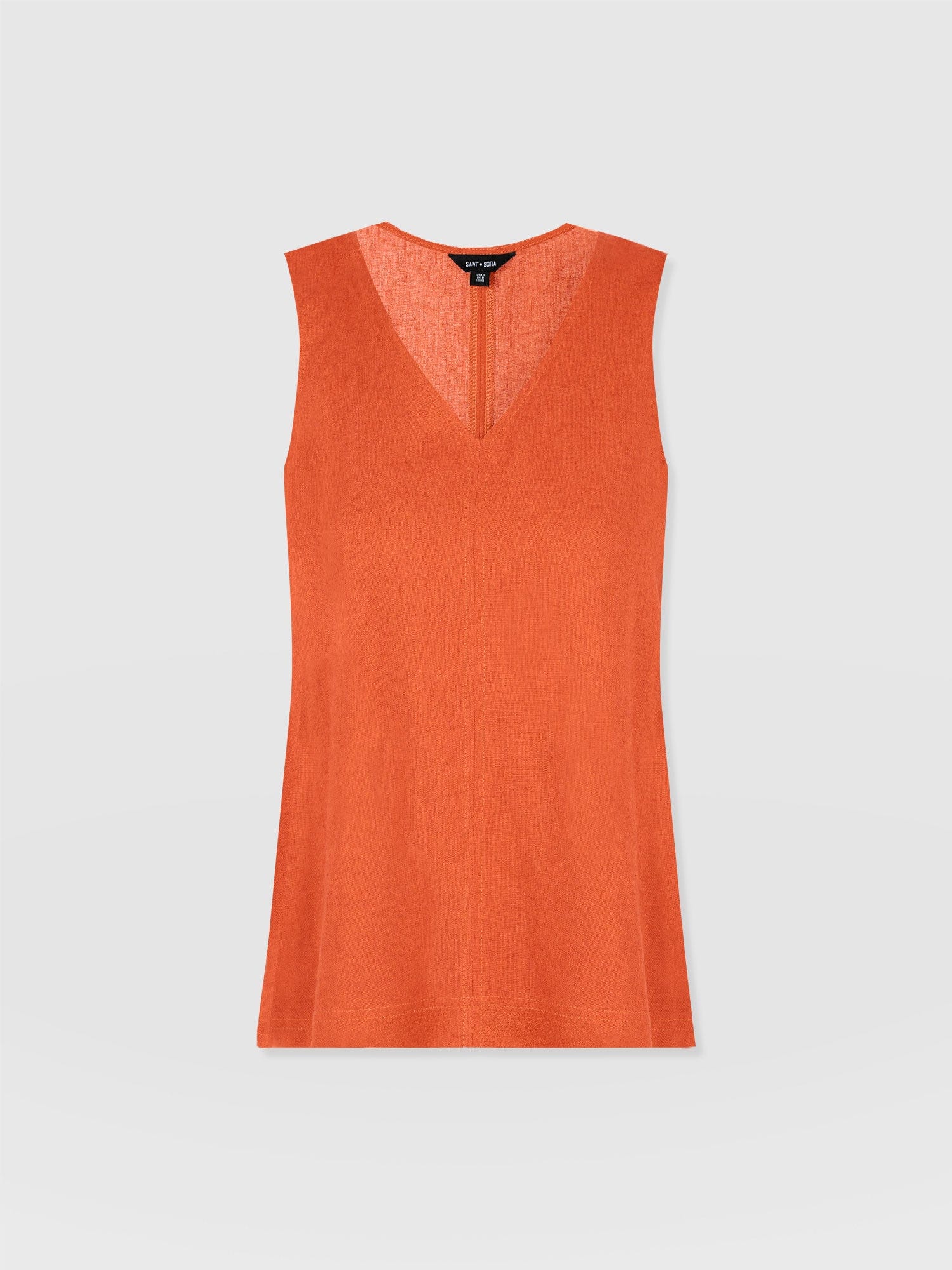 Corinne Linen V Neck Tunic - Burnt Orange - Women's T-shirts | Saint and Sofia® UK