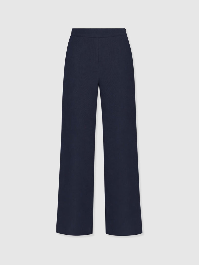 Corinne Wide Leg Linen Pant - Navy - Women's Trousers | Saint and Sofia® UK