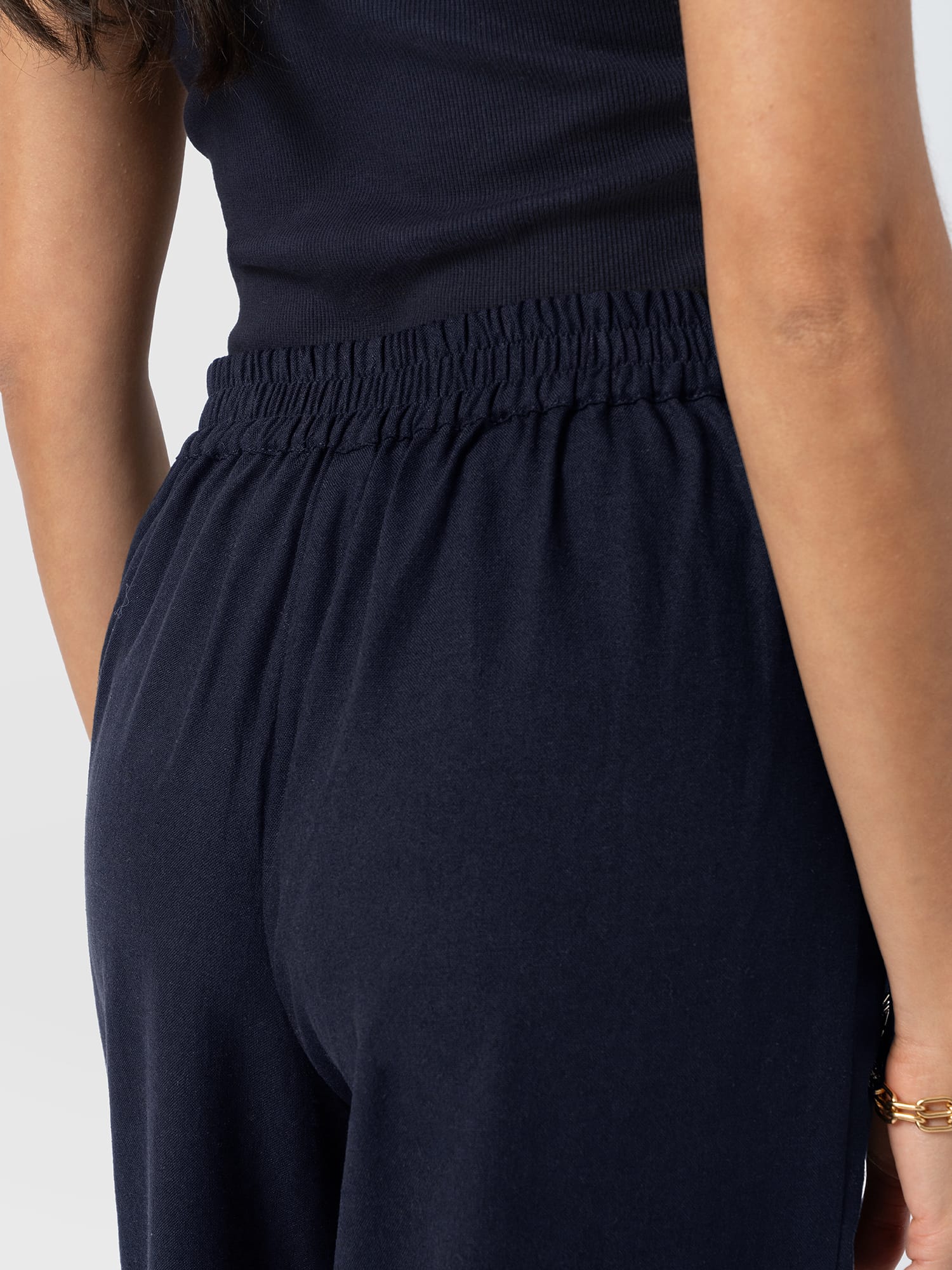Corinne Wide Leg Linen Pant - Navy - Women's Trousers | Saint + Sofia® UK