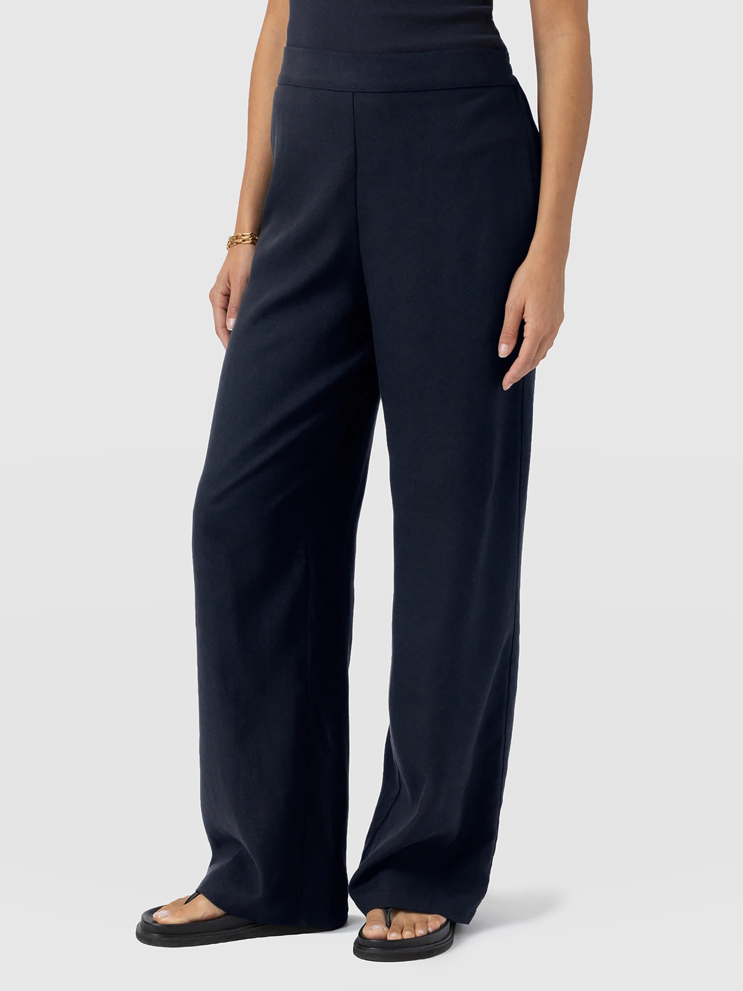 Corinne Wide Leg Linen Pant - Navy - Women's Trousers | Saint + Sofia® UK
