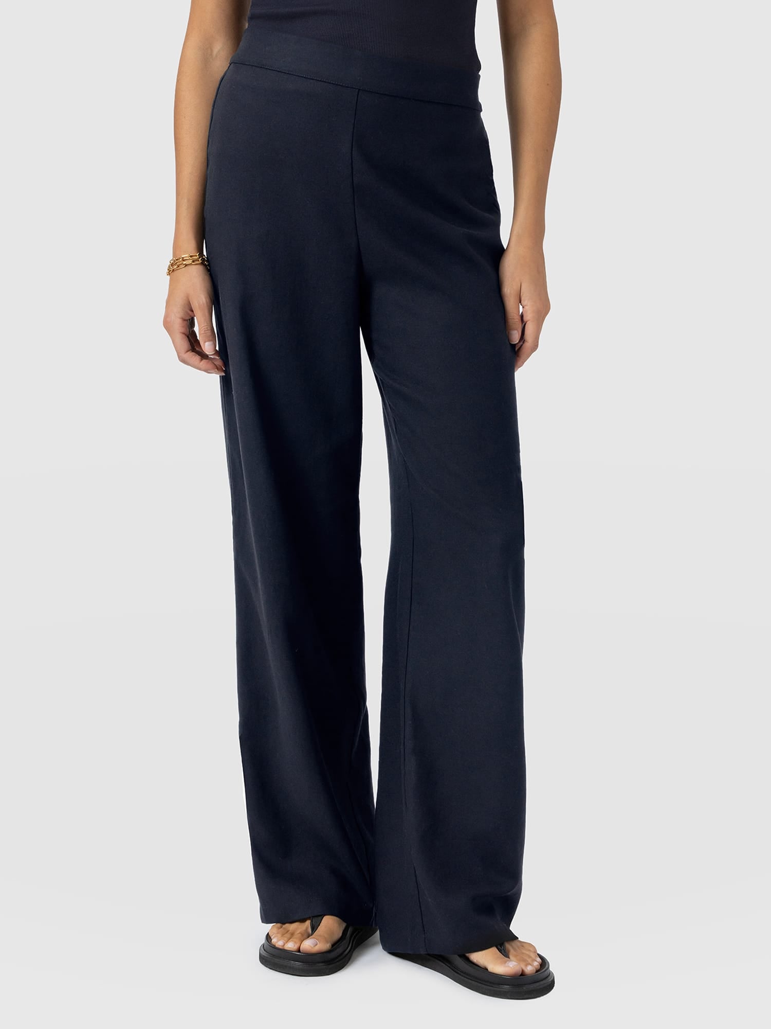 Corinne Wide Leg Linen Pant - Navy - Women's Trousers | Saint + Sofia® UK