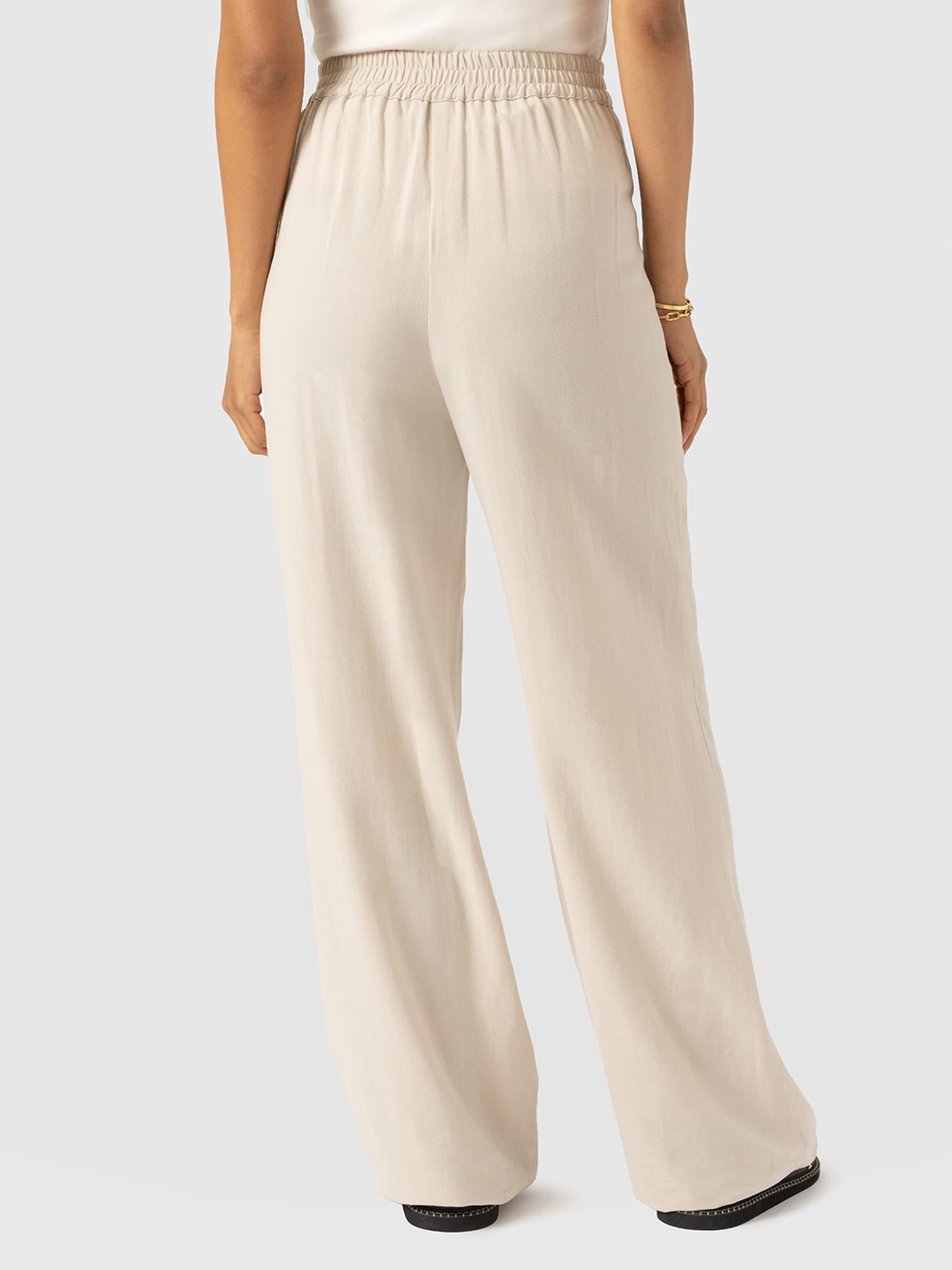 Corinne Wide Leg Linen Pant - Oatmeal
