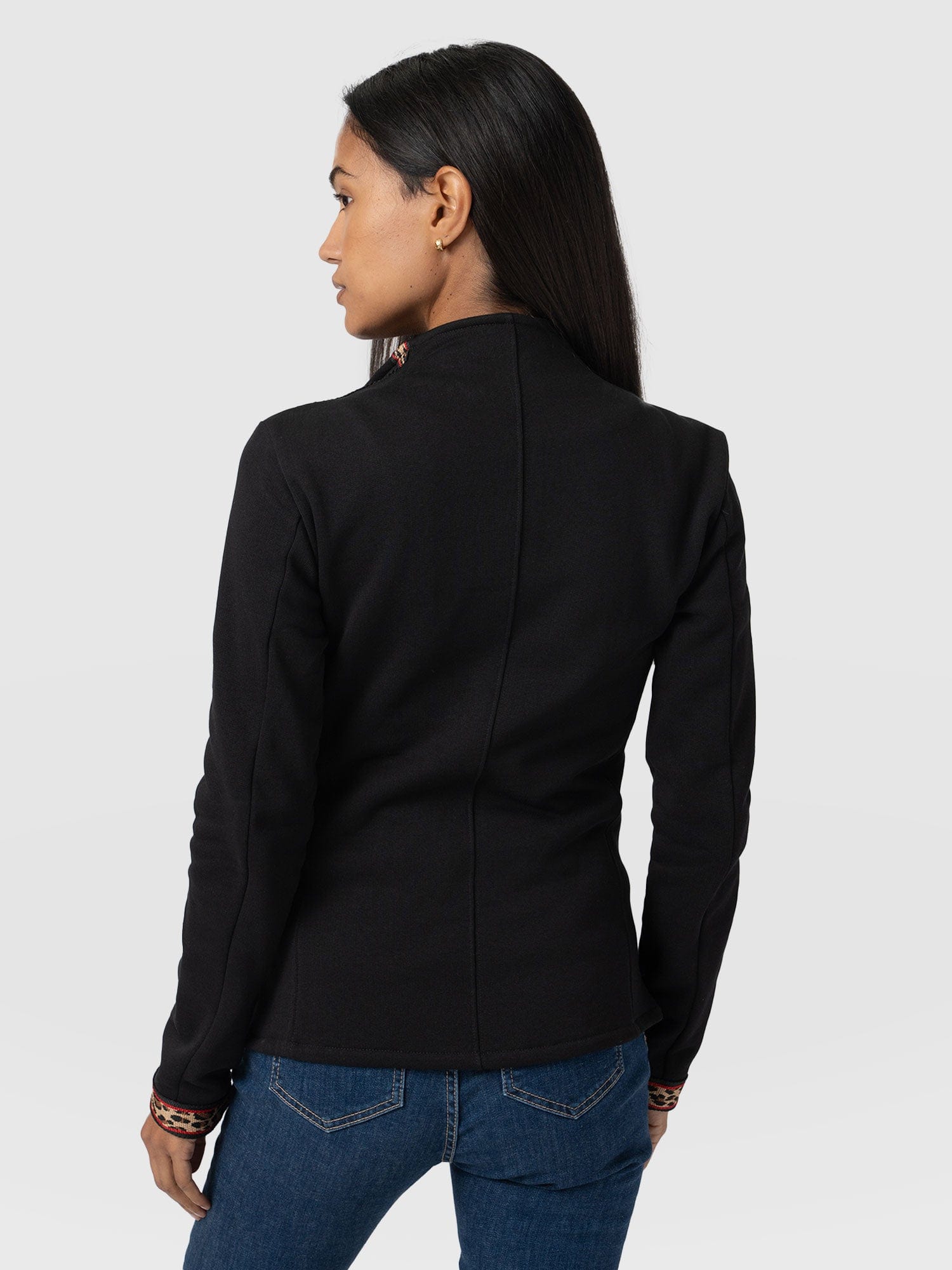 Cotton Biker Jacket Black Leopard - Women's Jackets | Saint + Sofia® UK