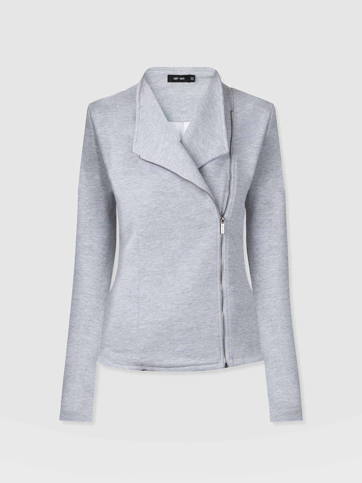 Cotton Biker Jacket Grey  - Women's Jackets | Saint + Sofia® UK