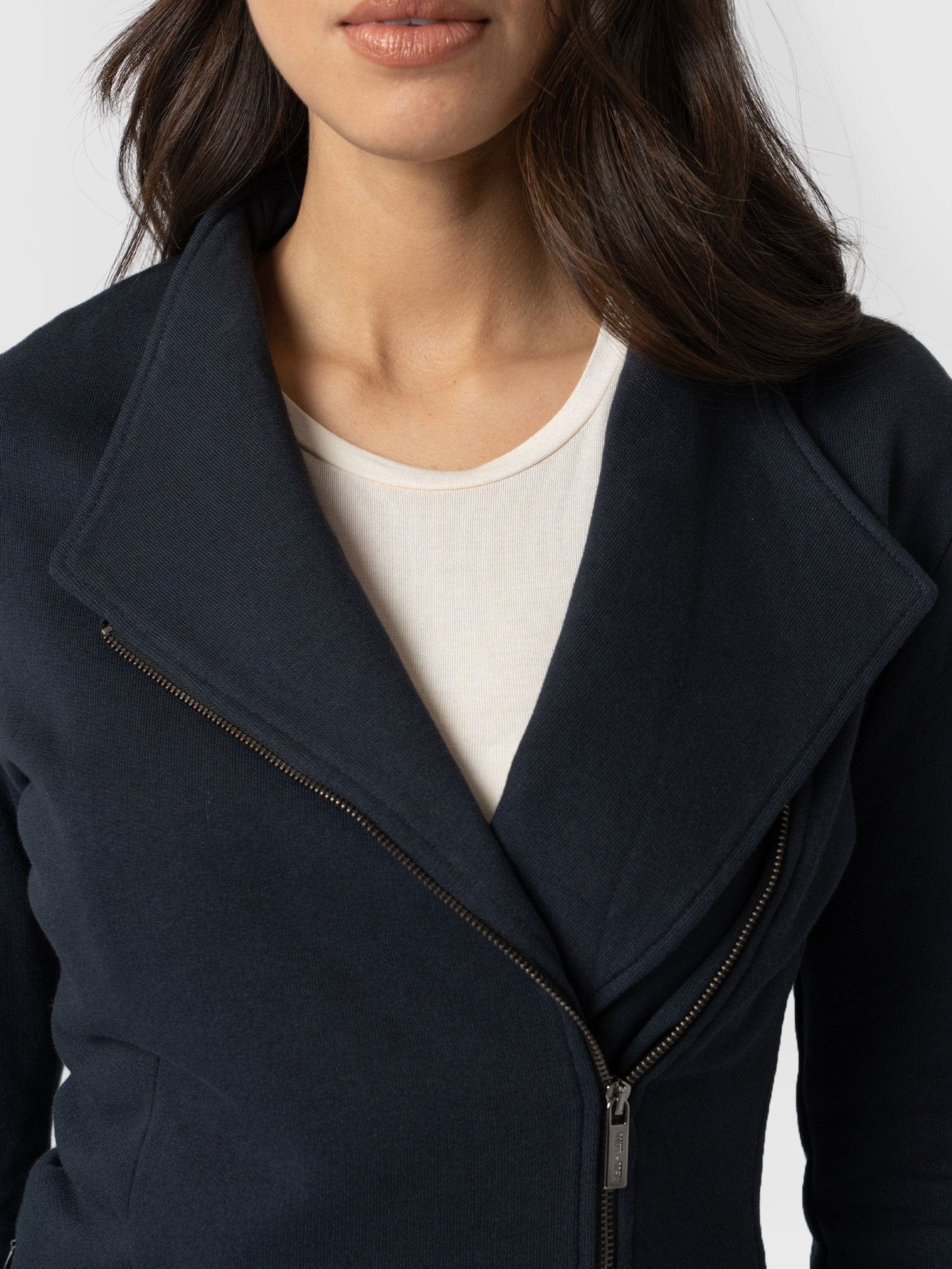 Cotton Biker Jacket Navy - Women's Jackets | Saint + Sofia® UK