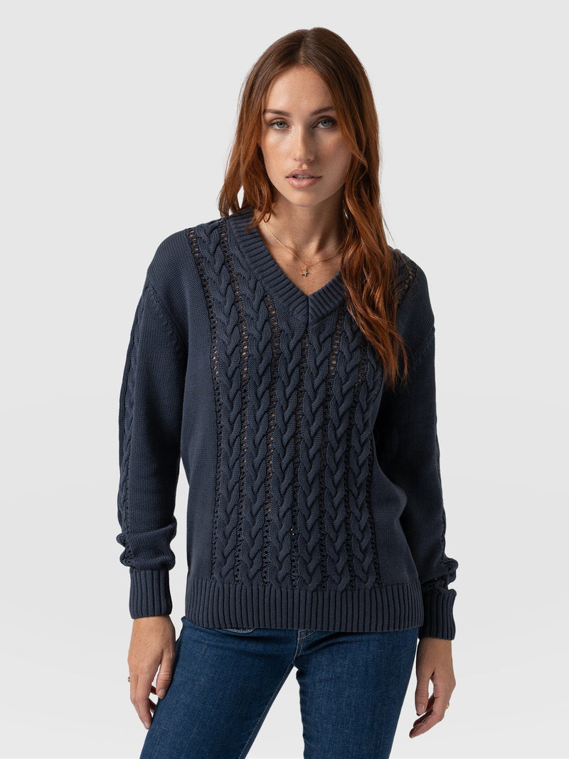 Cotton Cable Knit Jumper - Navy