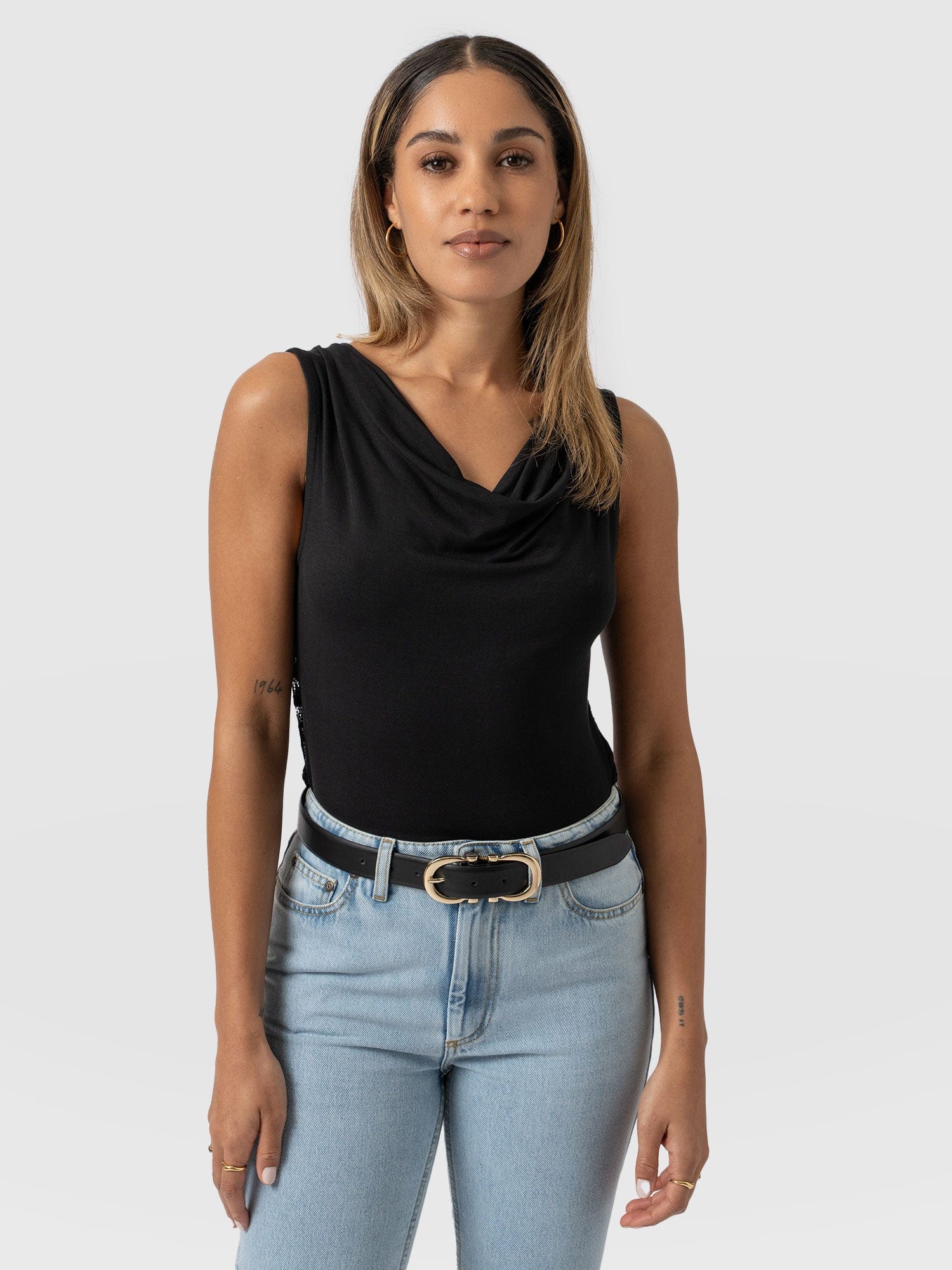 Cowl Neck Cami - Black Lace