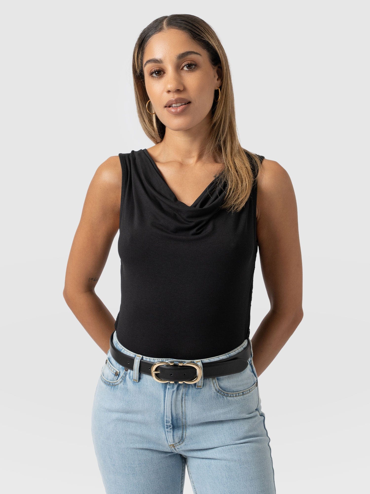 Cowl Neck Cami - Black Lace