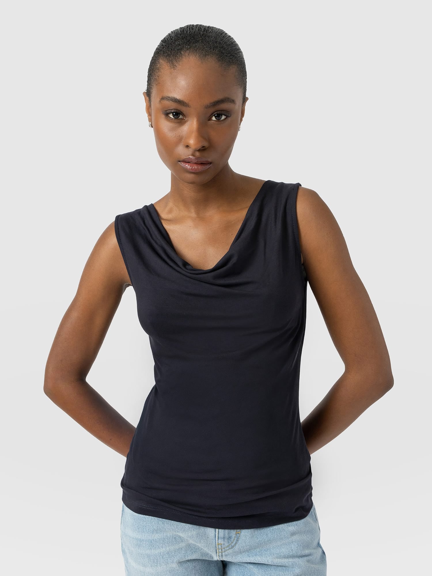 Cowl Neck Cami - Navy
