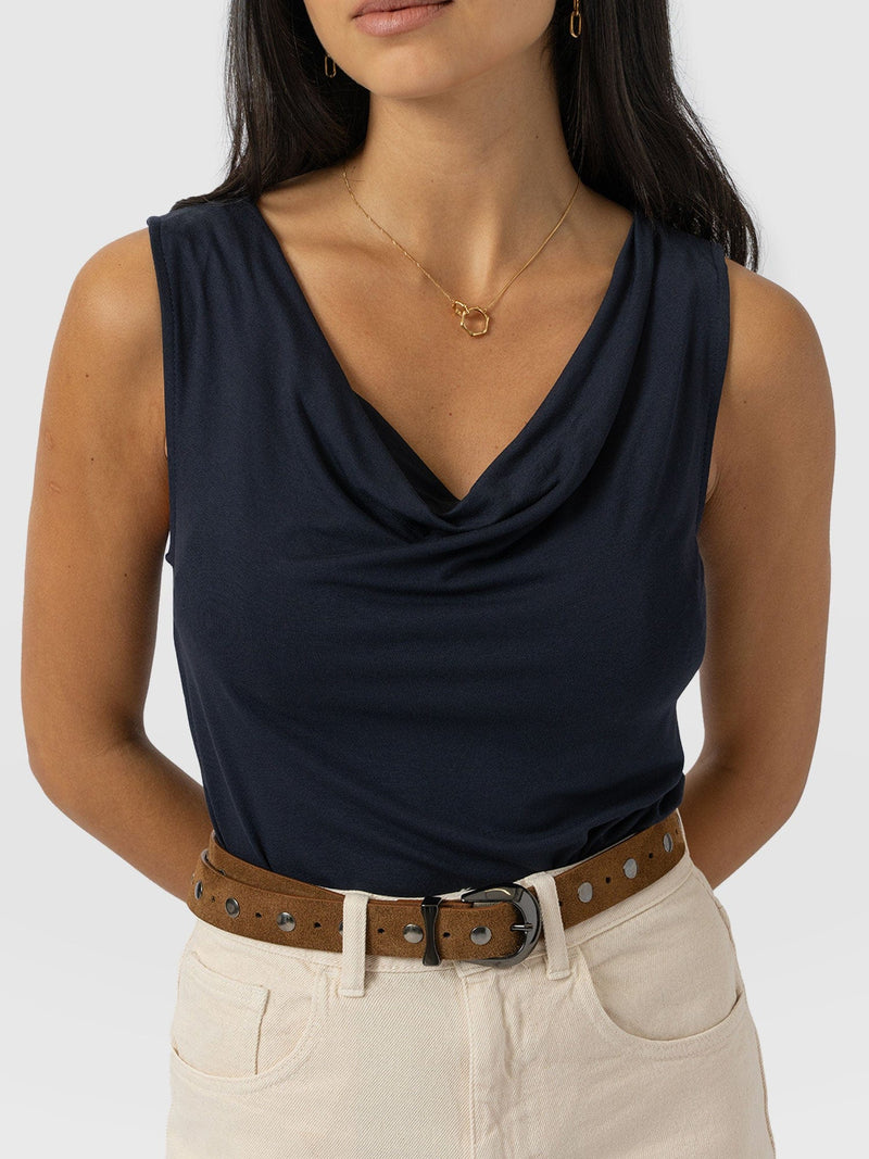 Cowl Neck Cami - Navy