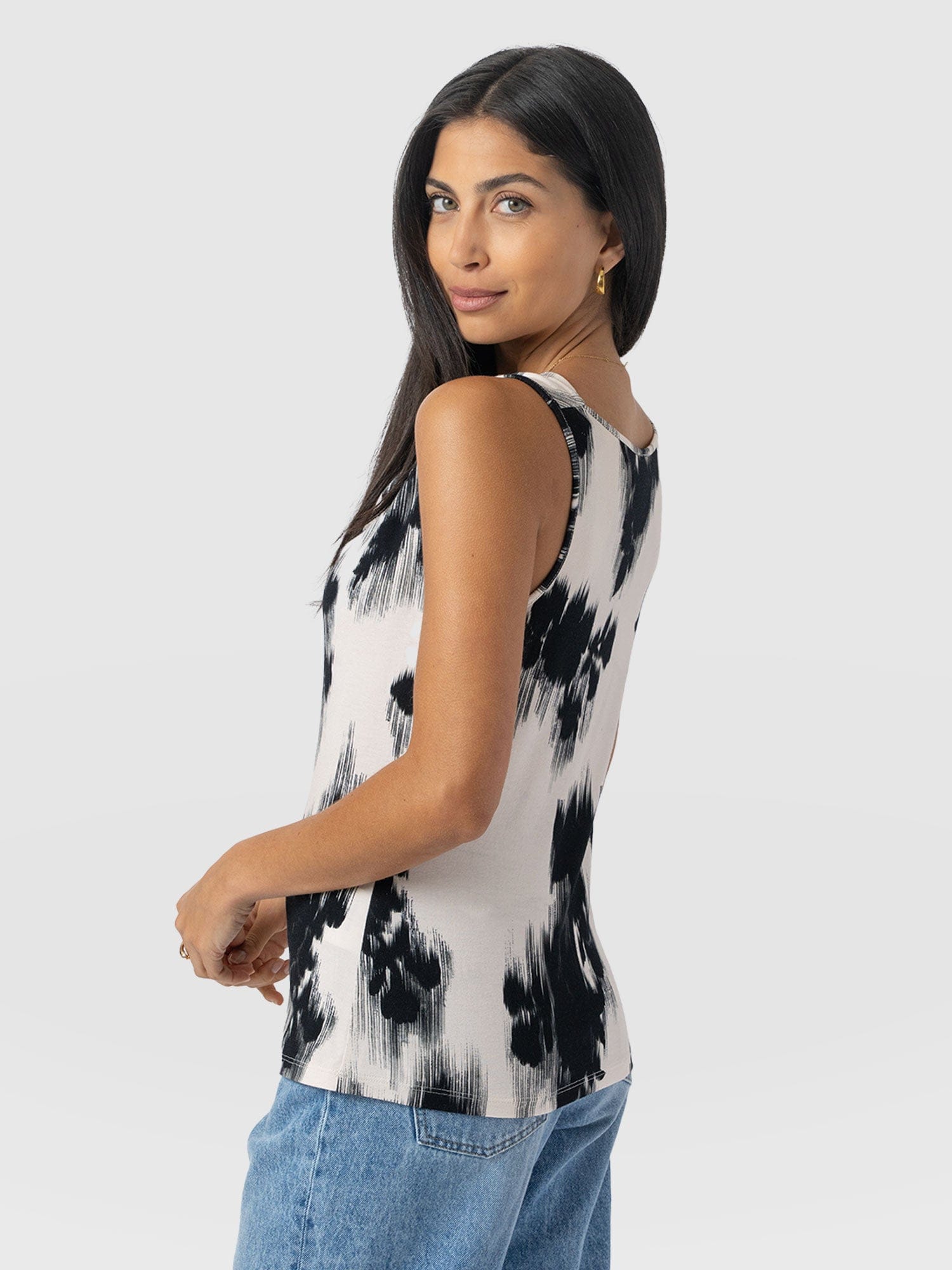 Cowl Neck Cami - White Fade Floral - Women's T-shirts | Saint + Sofia® UK