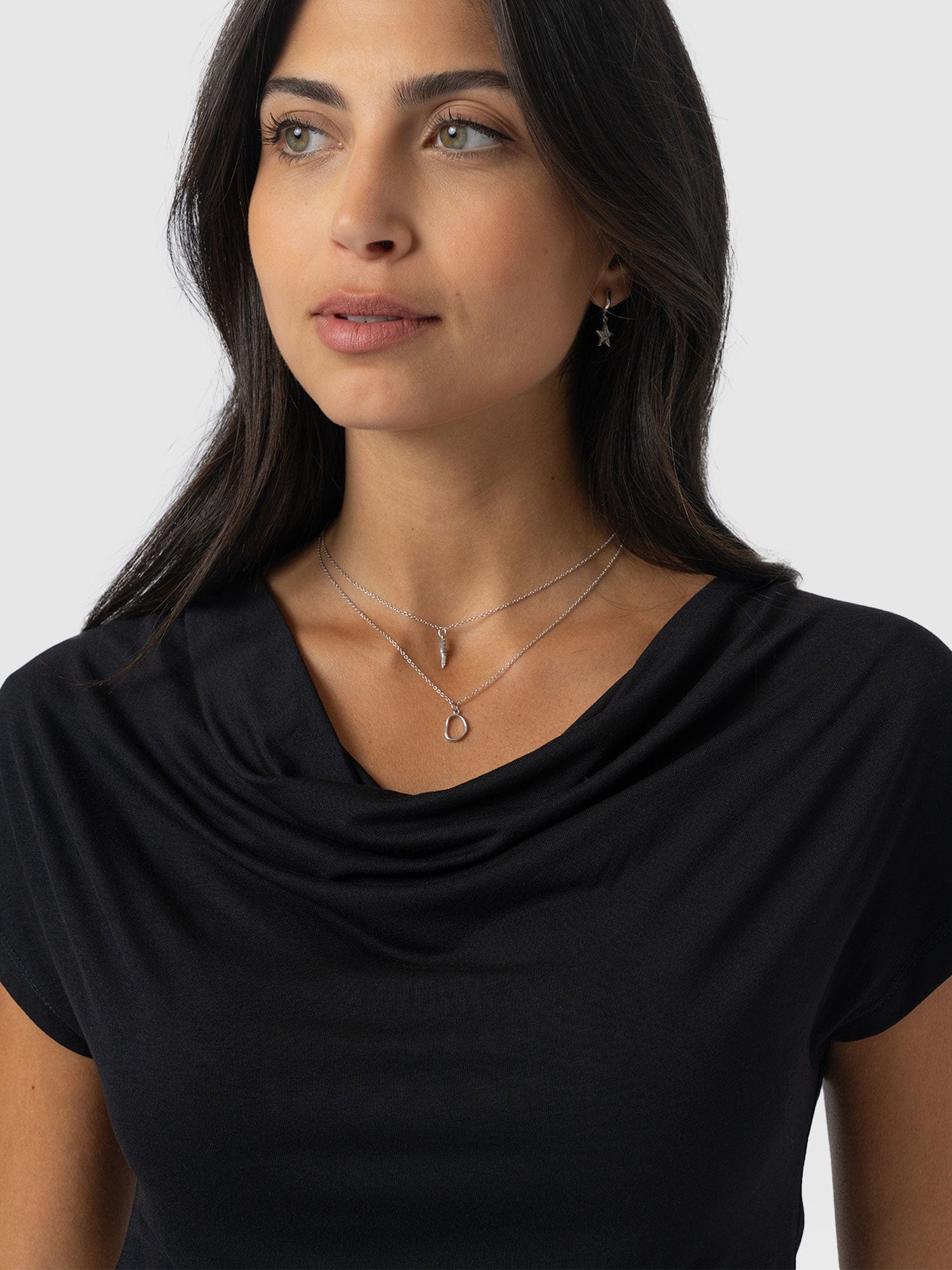 Cowl Neck Tee Black - Women's T-Shirts | Saint + Sofia® UK
